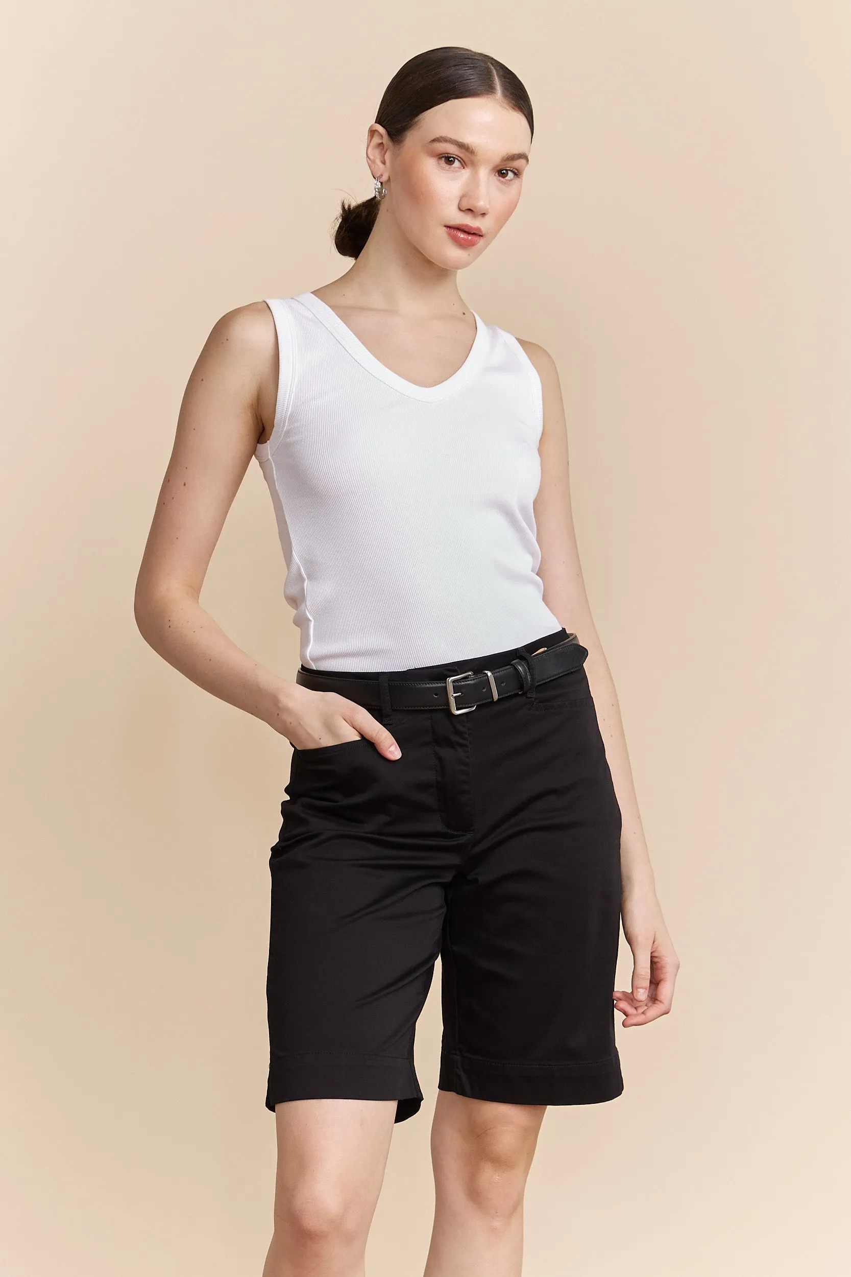 Ribbed sleeveless top with V neck sold by Tristan Style product image thumbnail 5