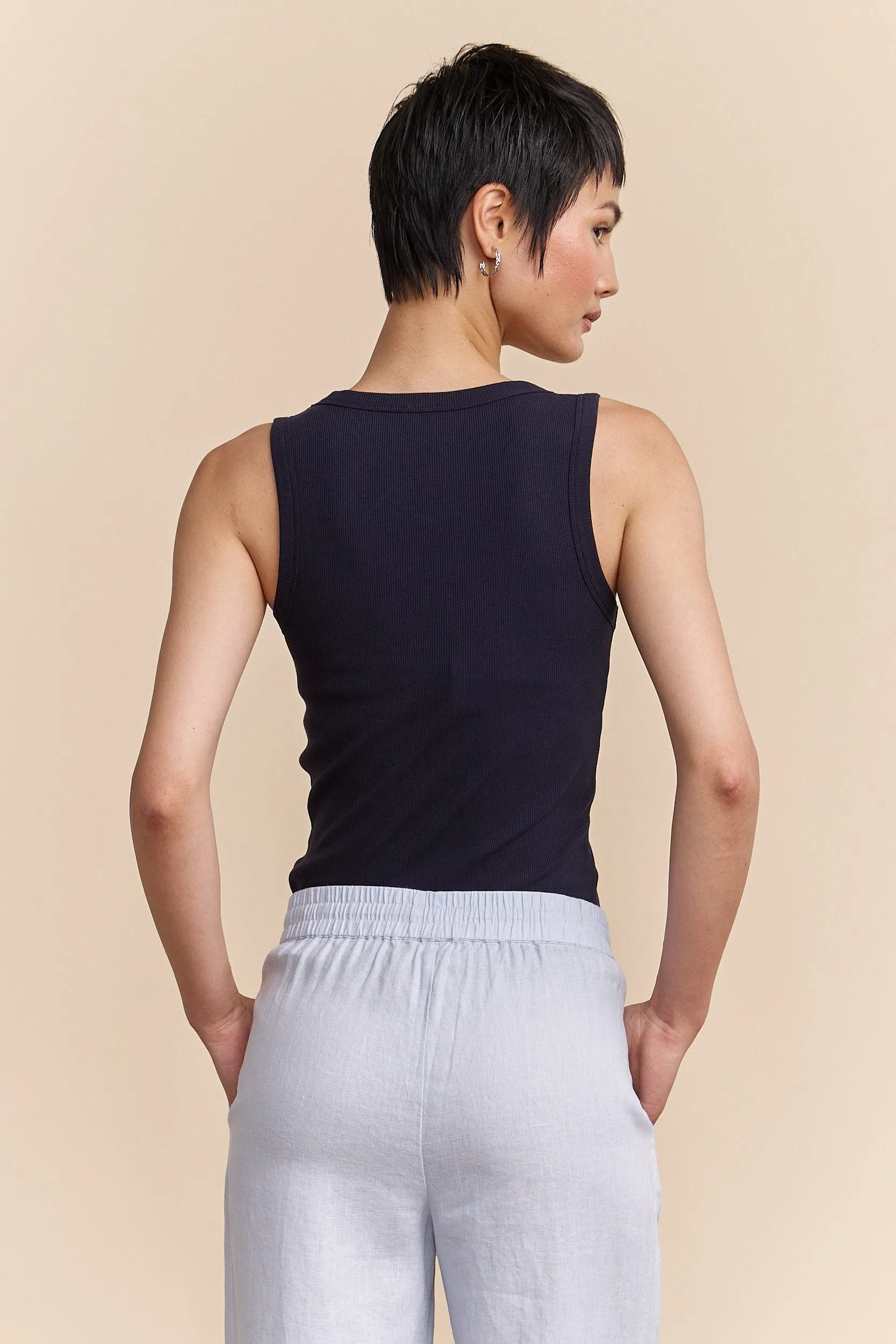 Ribbed sleeveless top with V neck sold by Tristan Style product image thumbnail 2