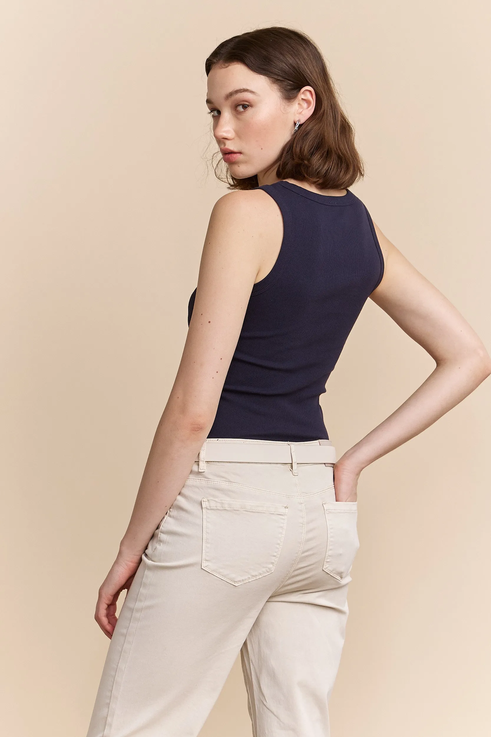 Ribbed tank top with scoop neck sold by Tristan Style product image thumbnail 3