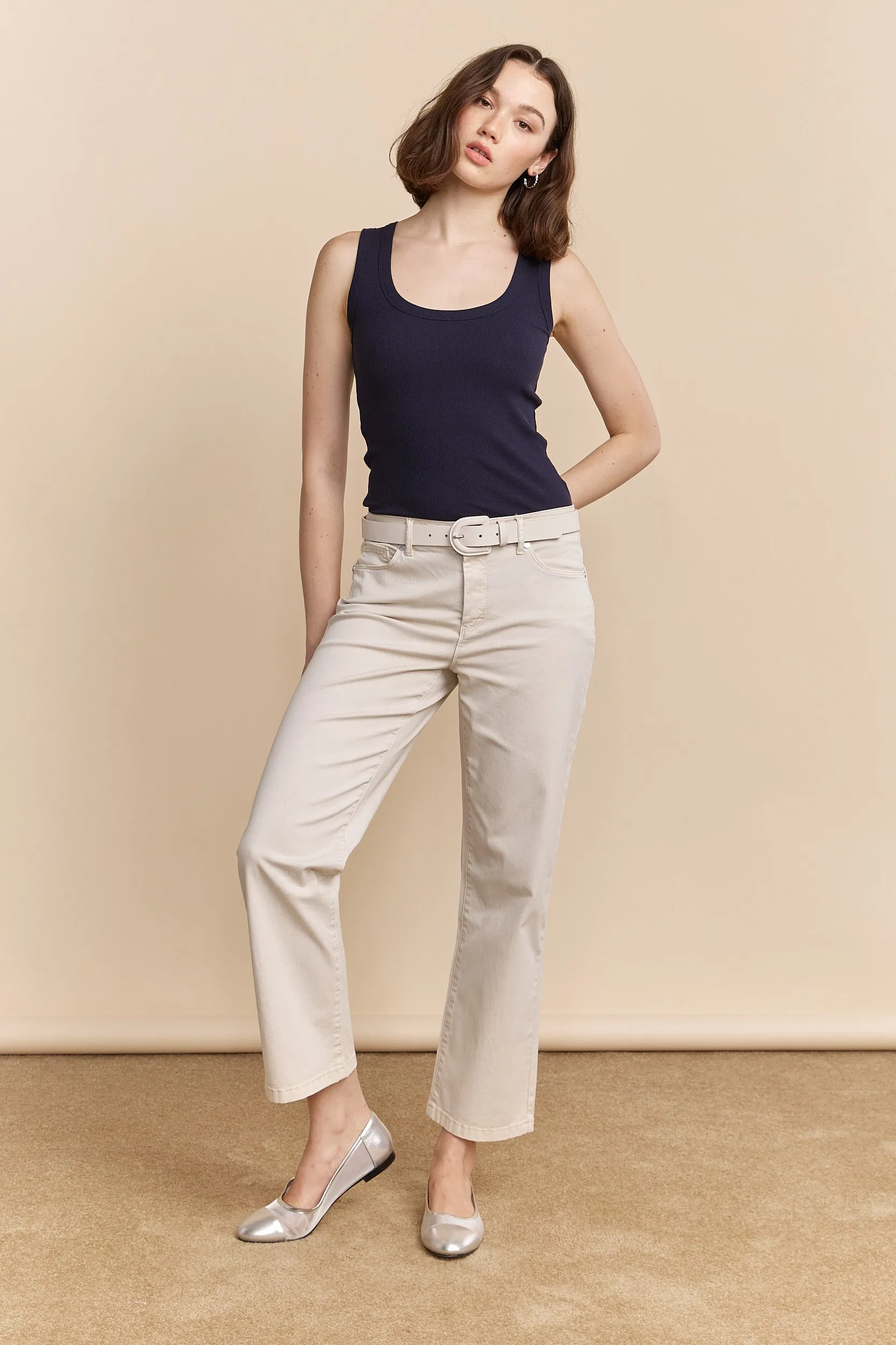 Ribbed tank top with scoop neck sold by Tristan Style