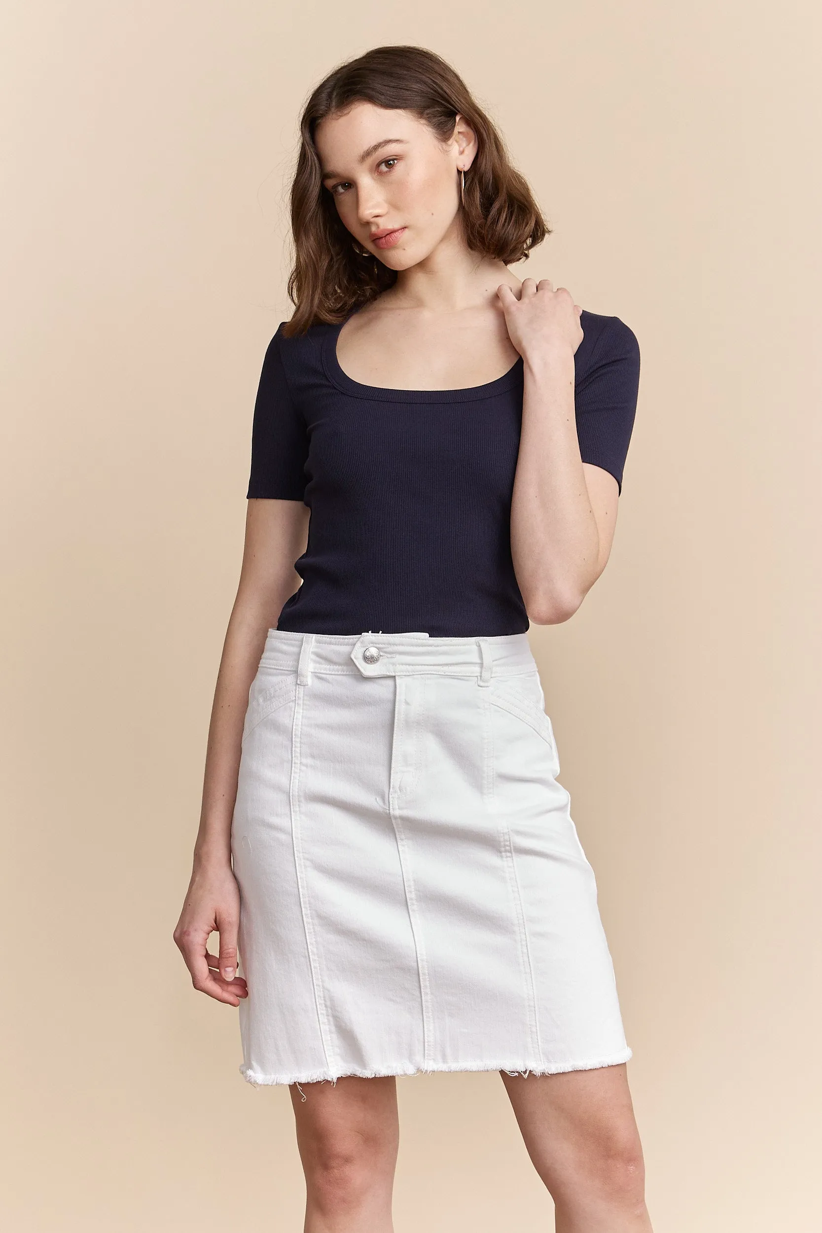 Ribbed t-shirt with scoop neck sold by Tristan Style product image thumbnail 4