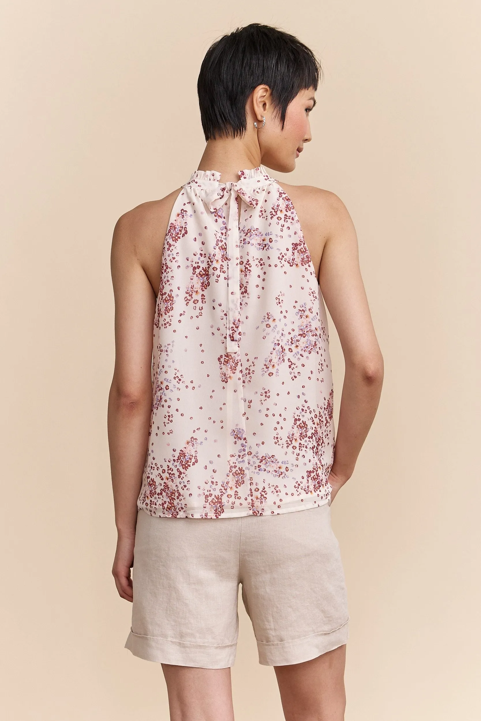 Floral printed halter top tied at back sold by Tristan Style product image thumbnail 2