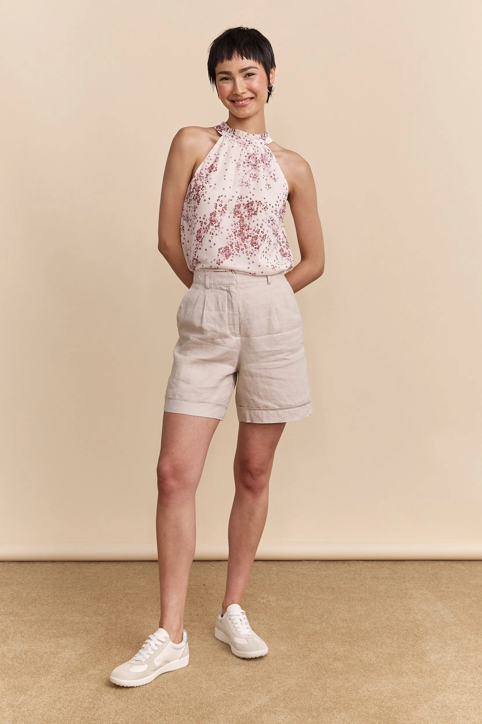 Floral printed halter top tied at back sold by Tristan Style product image thumbnail 4