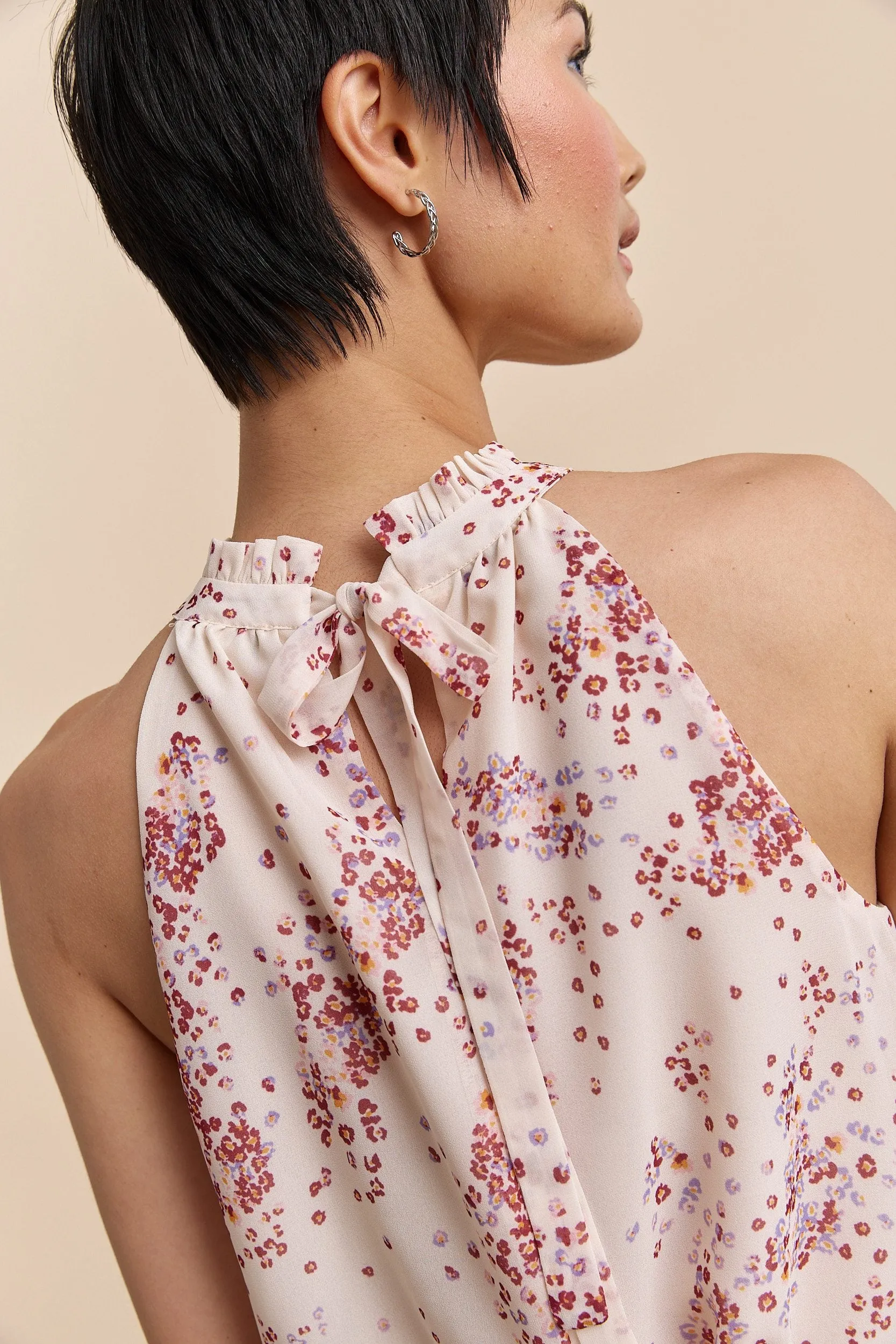 Floral printed halter top tied at back sold by Tristan Style product image thumbnail 3