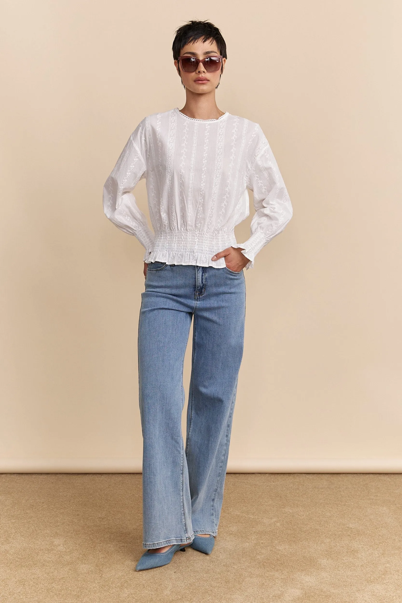 Embroidered blouse with ruching sold by Tristan Style product image thumbnail 4