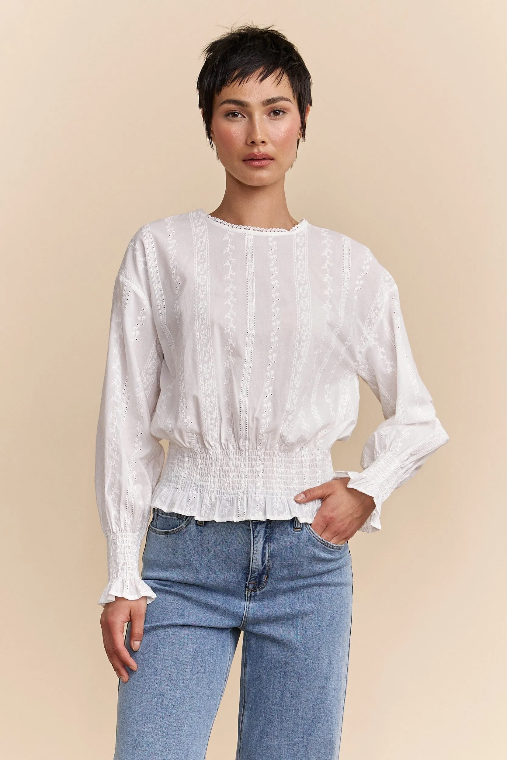 Embroidered blouse with ruching sold by Tristan Style product image thumbnail 3