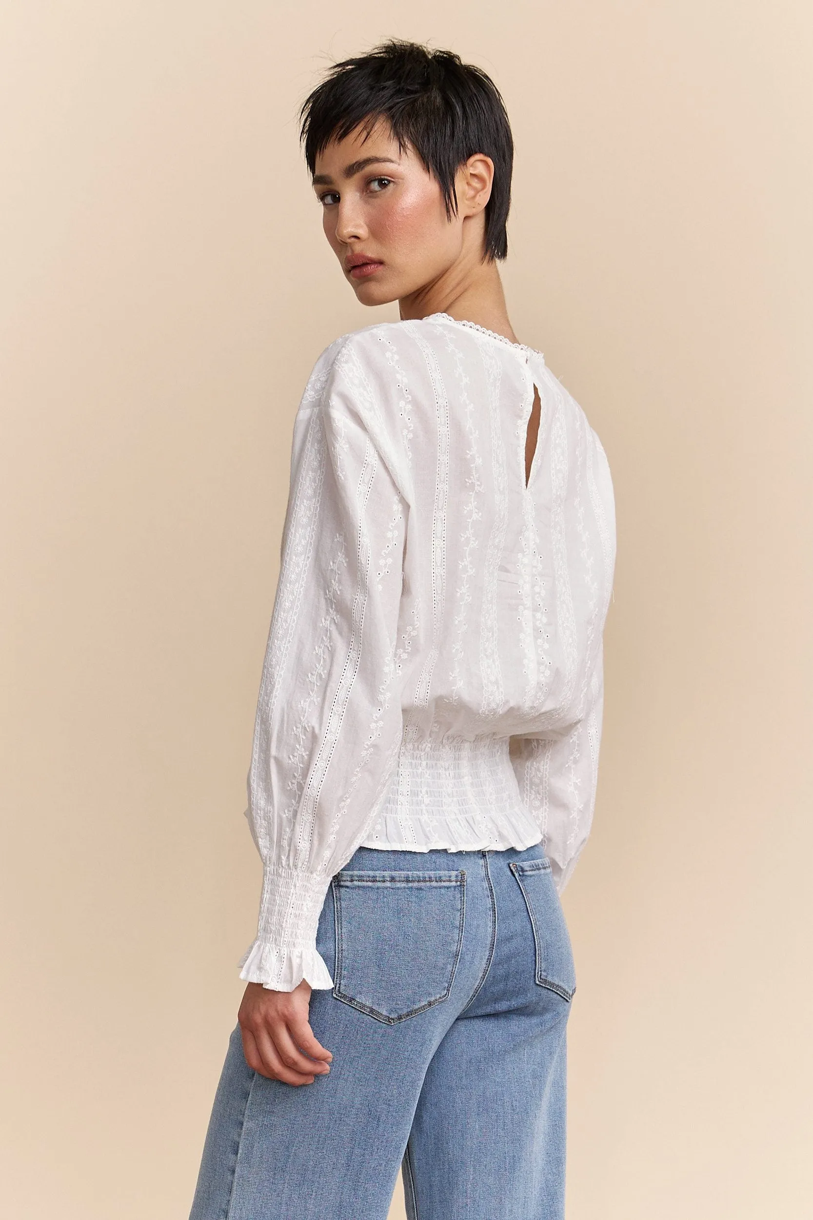 Embroidered blouse with ruching sold by Tristan Style product image thumbnail 2