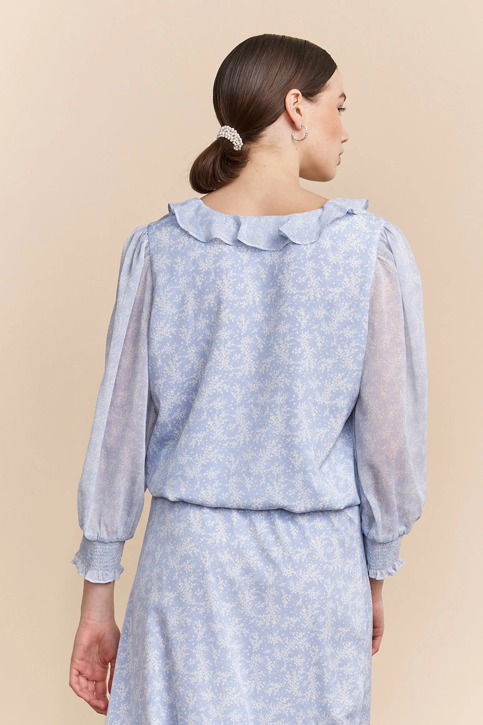 Floral printed blouse with frills sold by Tristan Style product image thumbnail 3