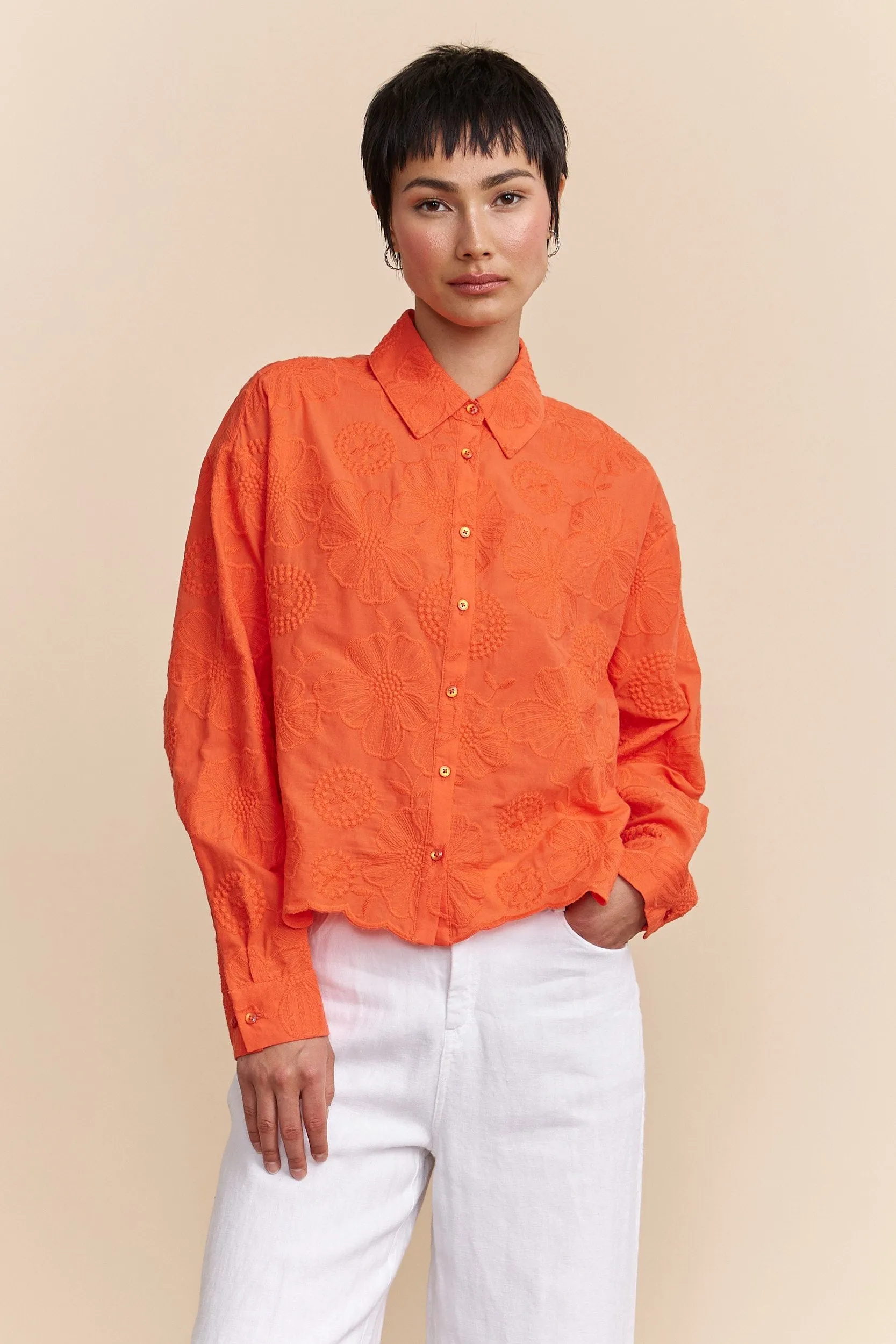 Short blouse with floral embroidery sold by Tristan Style product image thumbnail 3