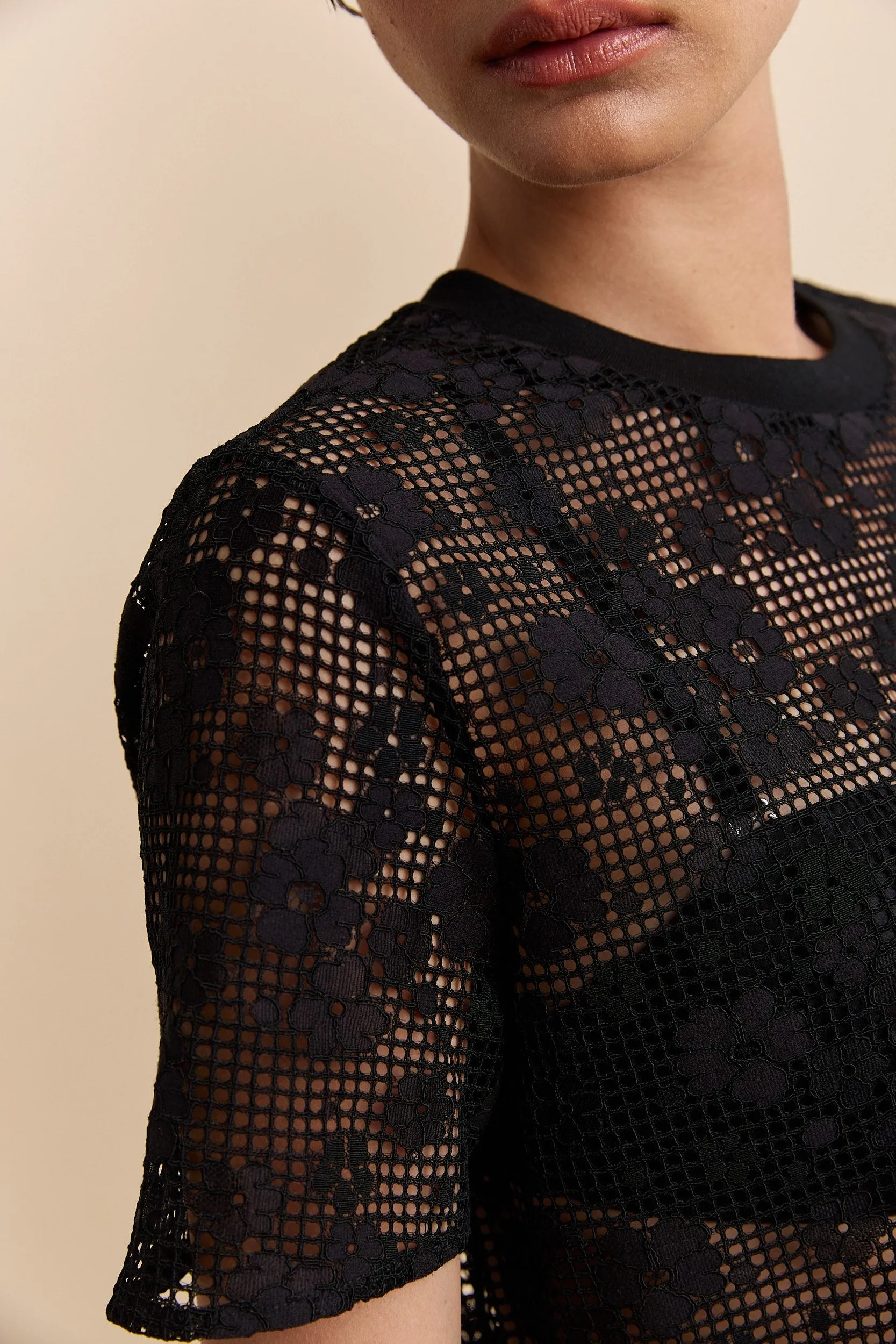 Lace boxy short sleeve top with drawstring sold by Tristan Style product image thumbnail 5