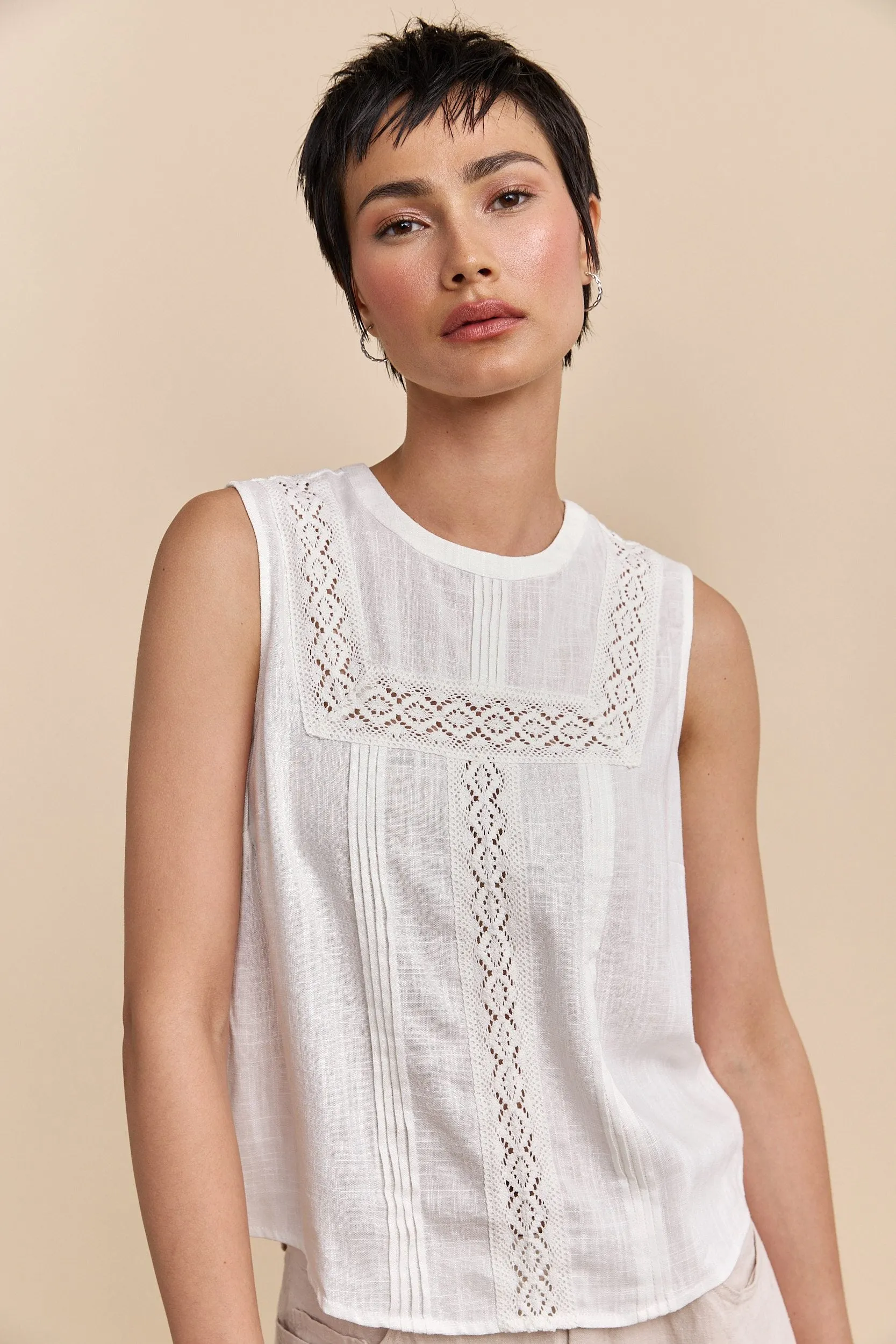 Sleeveless top with lace sold by Tristan Style product image thumbnail 3