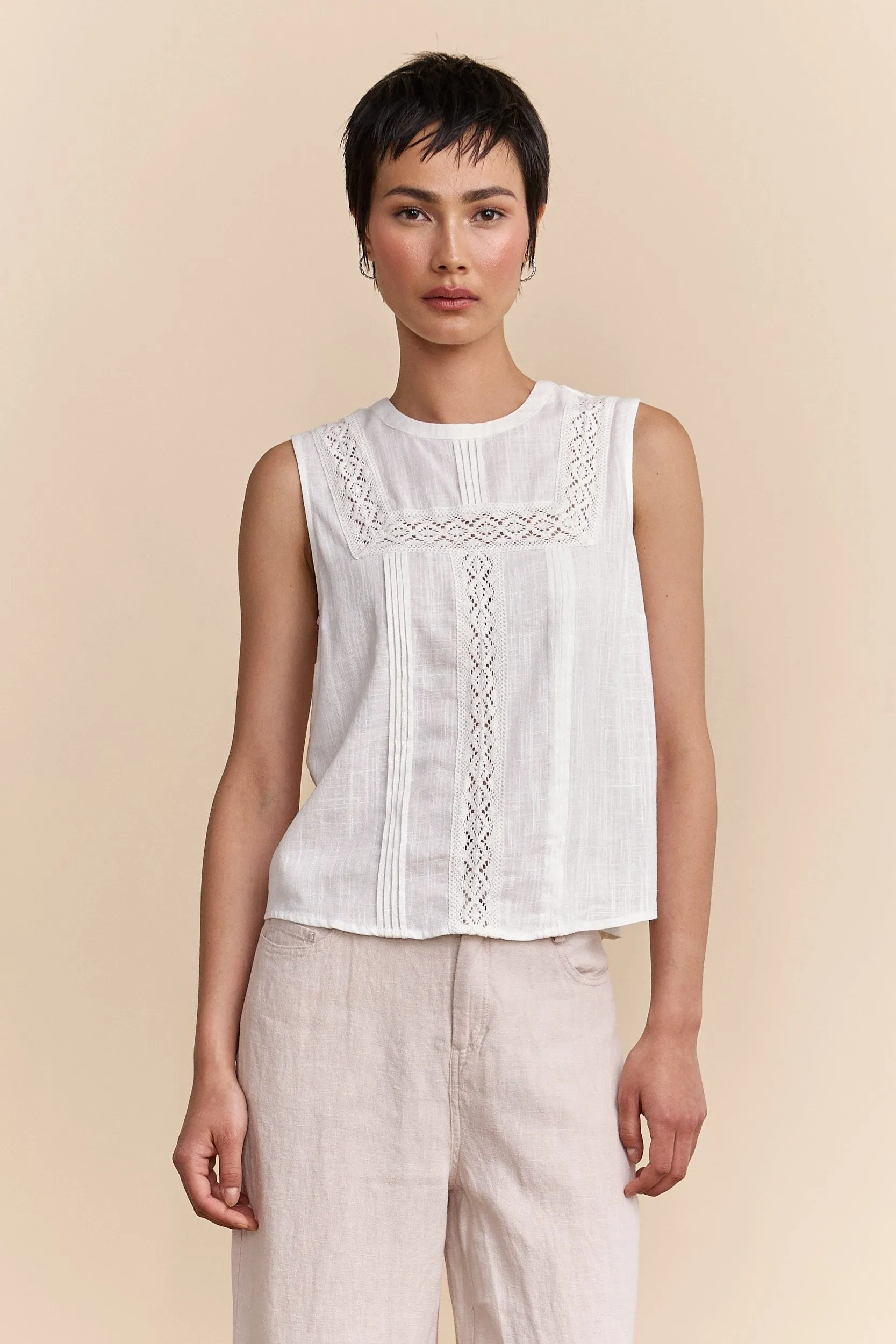 Sleeveless top with lace sold by Tristan Style