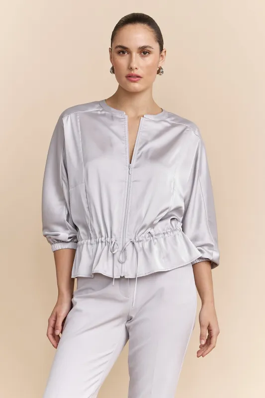 Satin jacket with drawstring sold by Tristan Style
