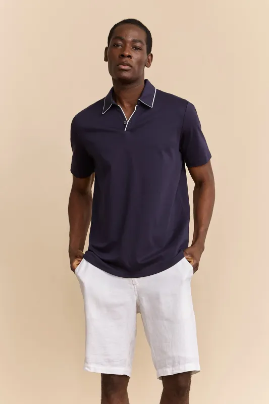 Mercerized cotton henley polo sold by Tristan Style