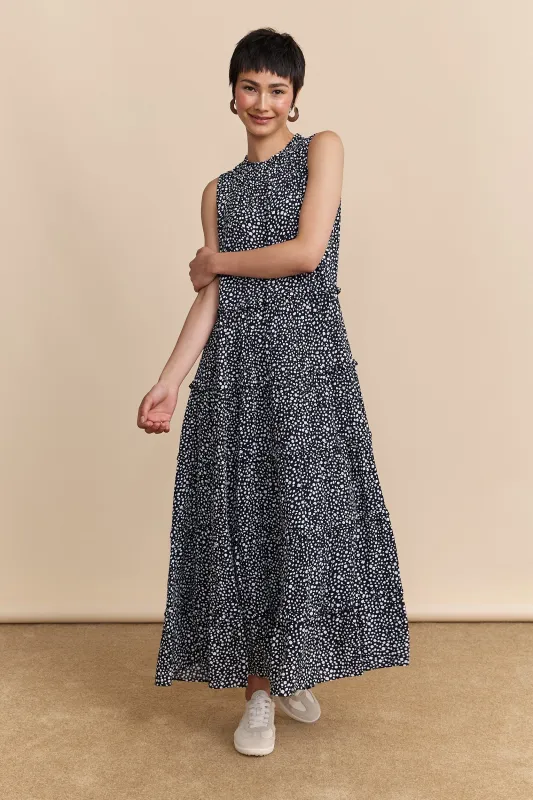 Sleeveless printed maxi dress sold by Tristan Style