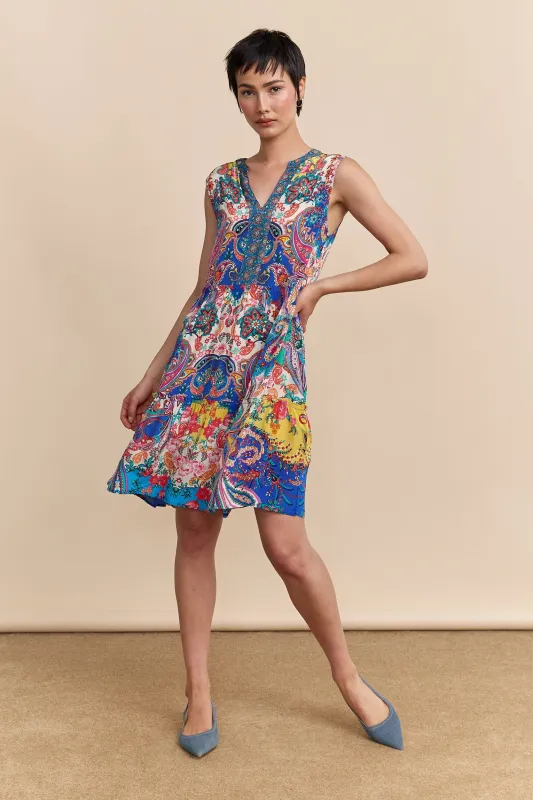 Sleeveless printed dress sold by Tristan Style