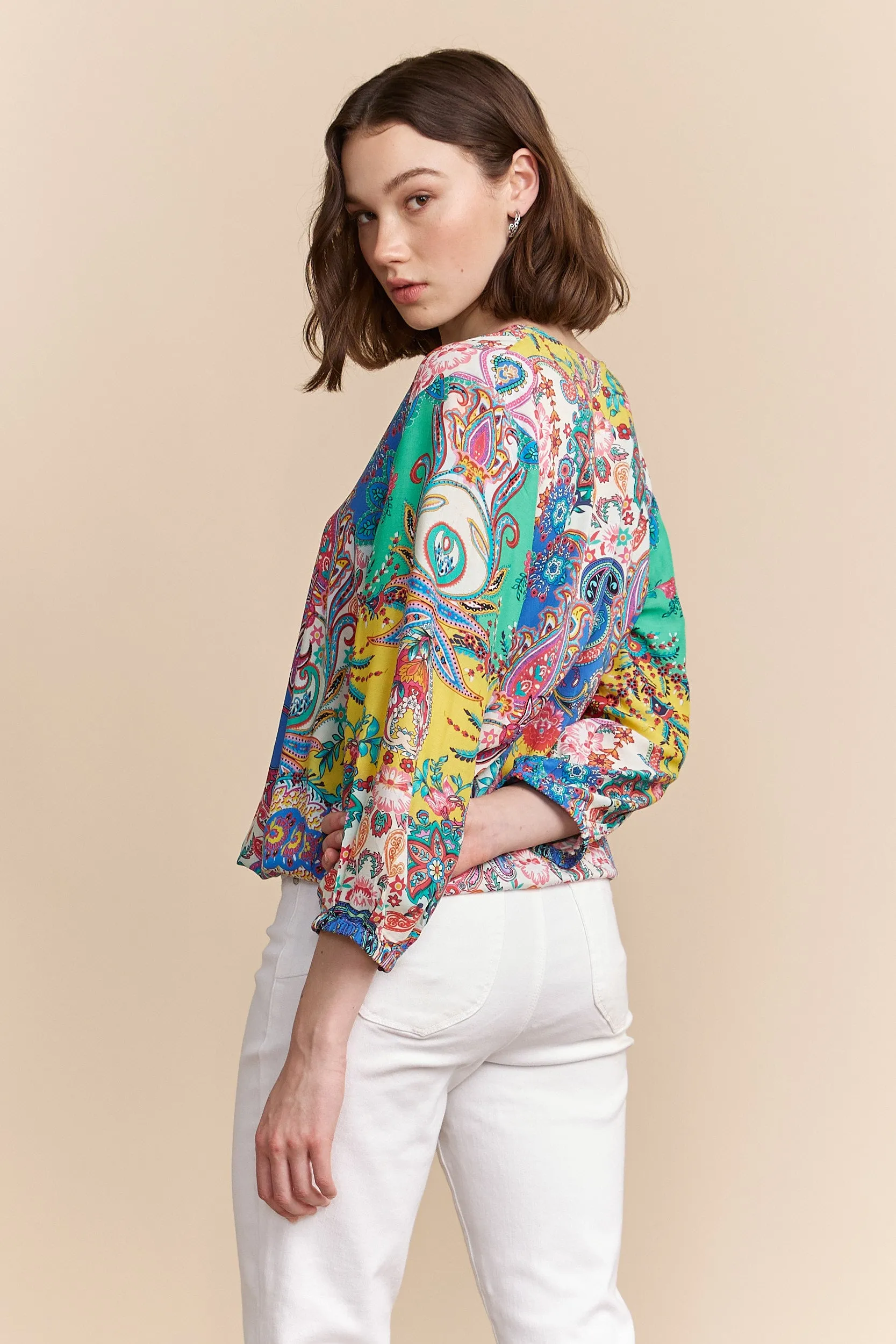 Paisley print lace-up blouse sold by Tristan Style product image thumbnail 2