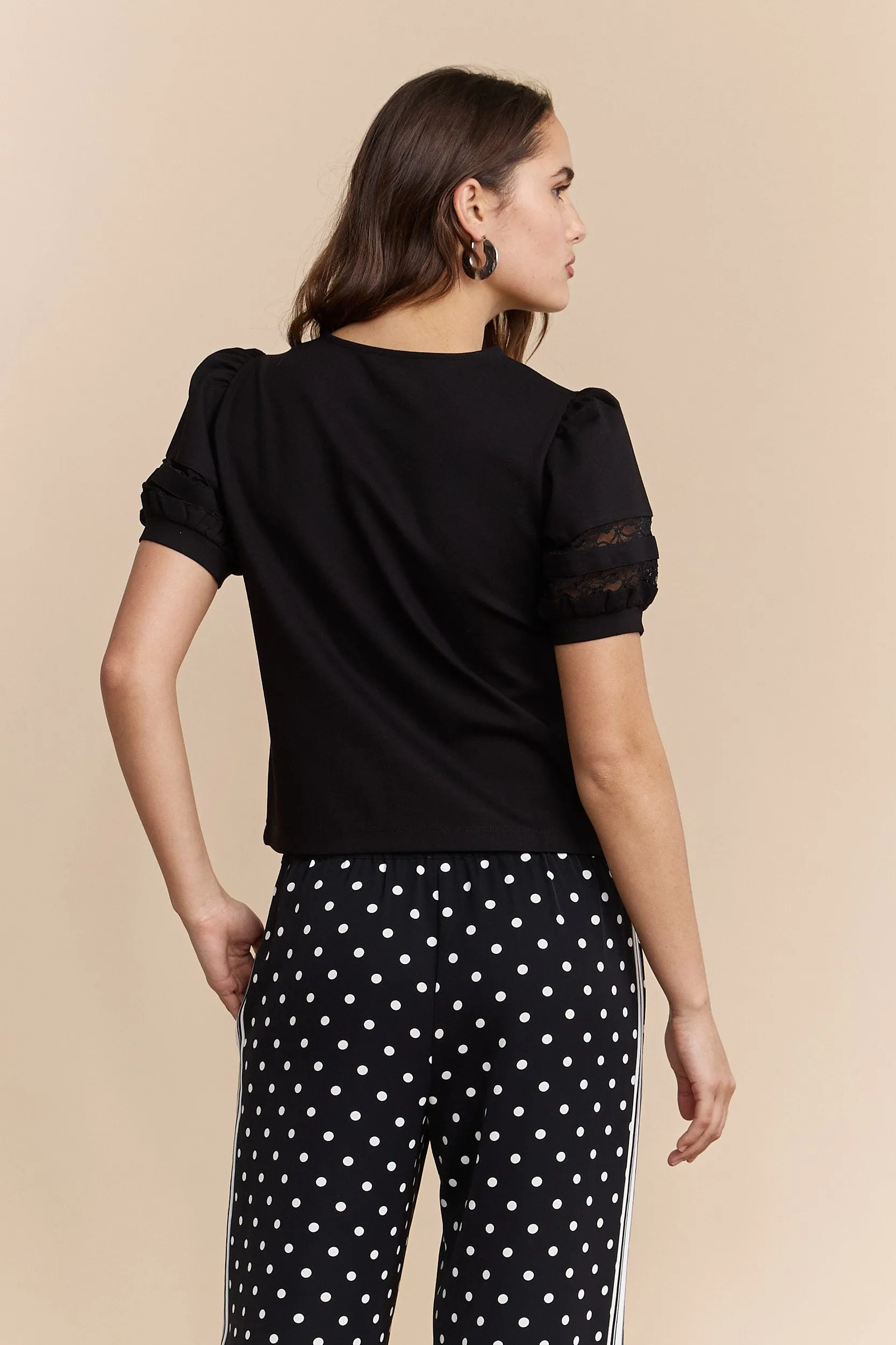 Short sleeve top with mesh insert sold by Tristan Style product image thumbnail 5