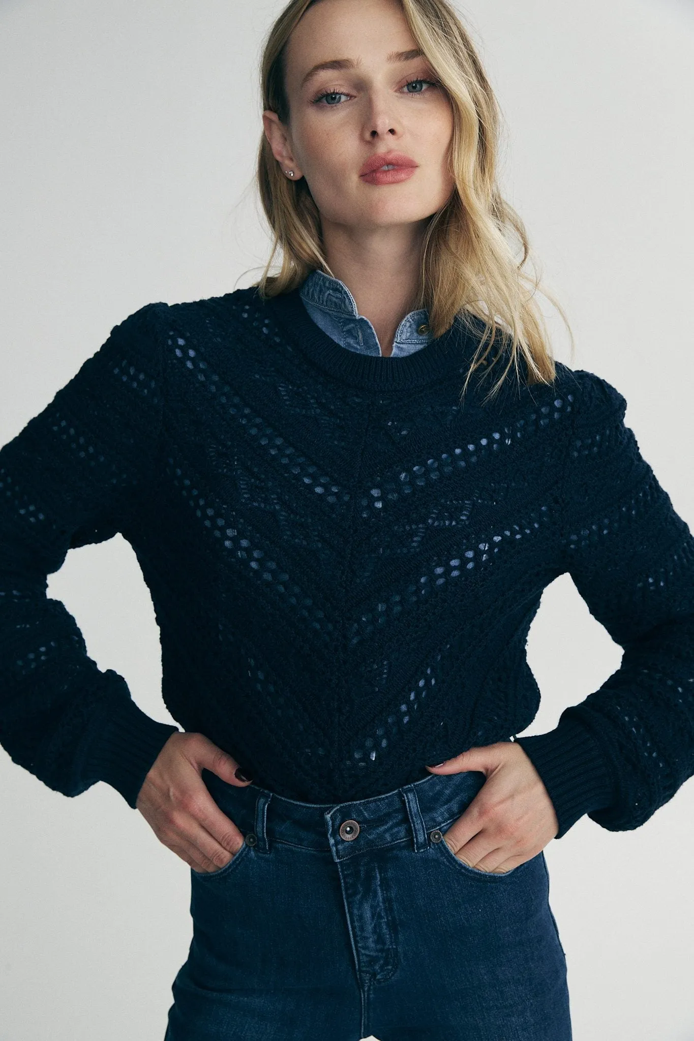 Pointelle sweater sold by Tristan Style