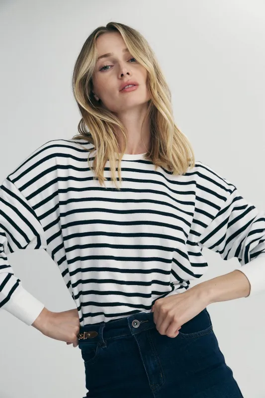 Striped oversize sweater sold by Tristan Style