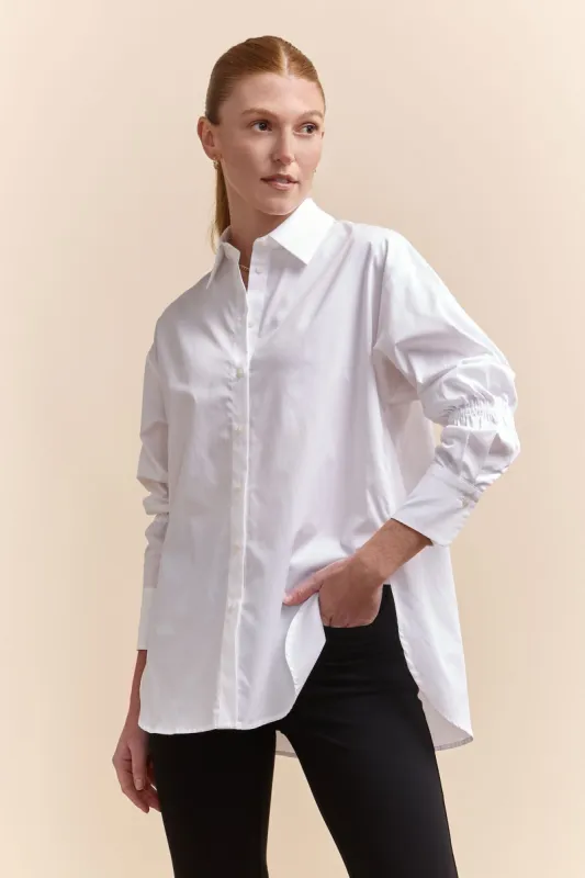 Oversized shirt with elastic sleeves sold by Tristan Style