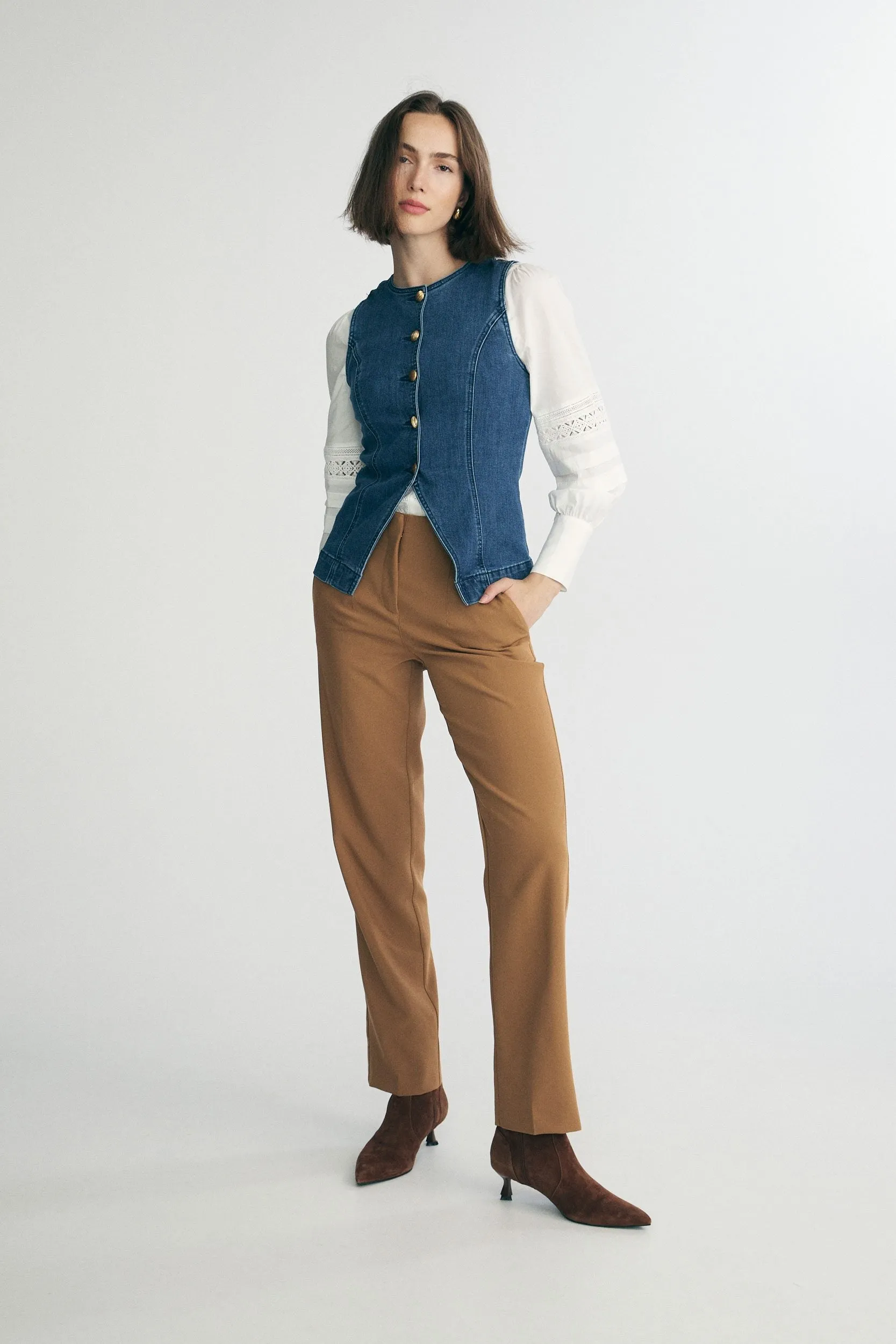 Denim vest sold by Tristan Style