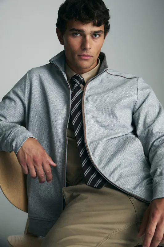 Mock neck zip-up cardigan sold by Tristan Style