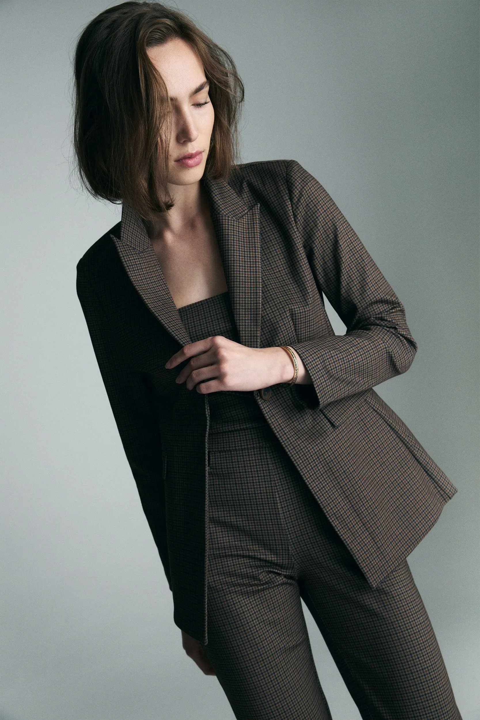 Fitted plaid jacket sold by Tristan Style product image thumbnail 3