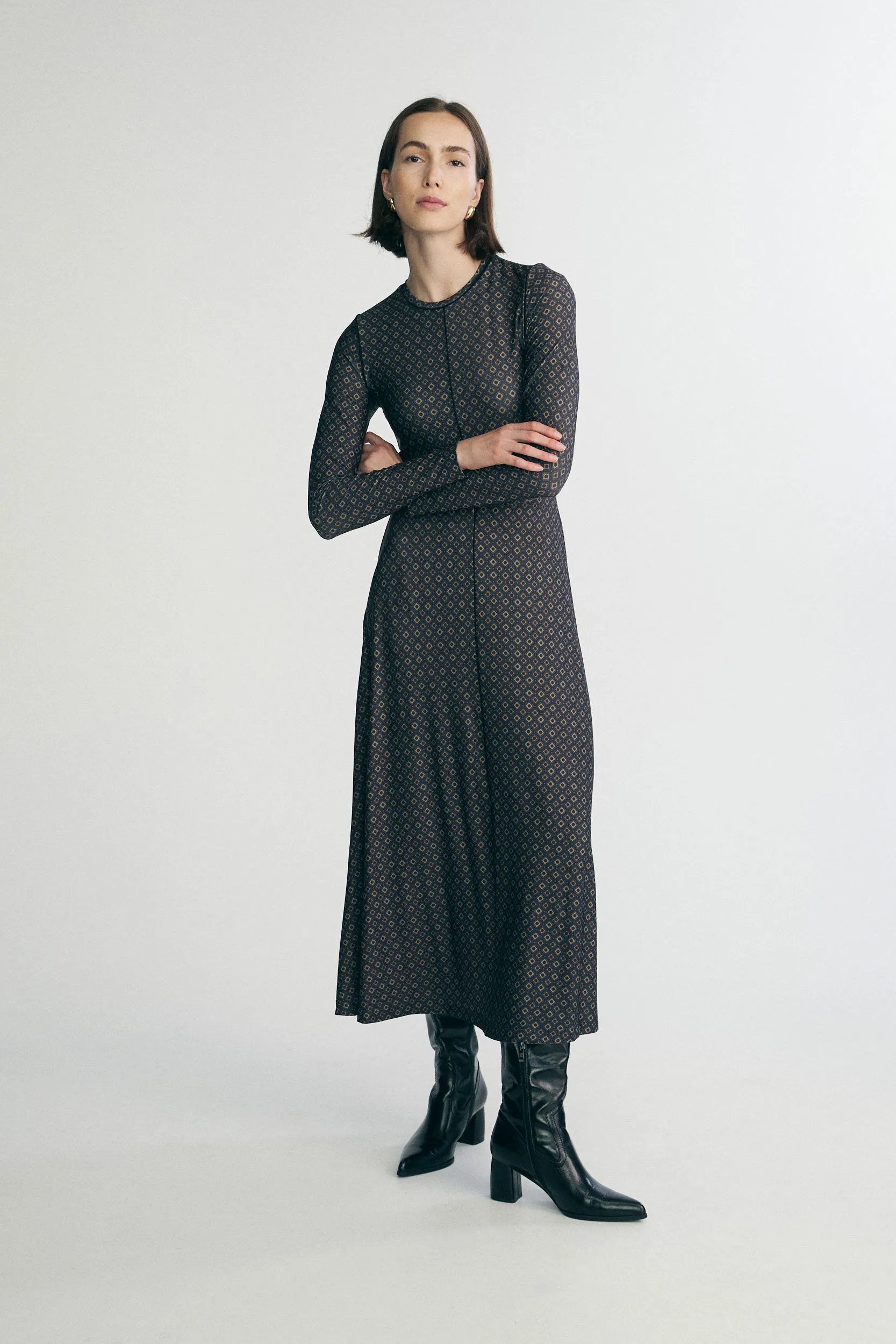 Jersey crew neck maxi dress sold by Tristan Style