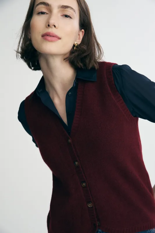 Buttoned sweater vest sold by Tristan Style