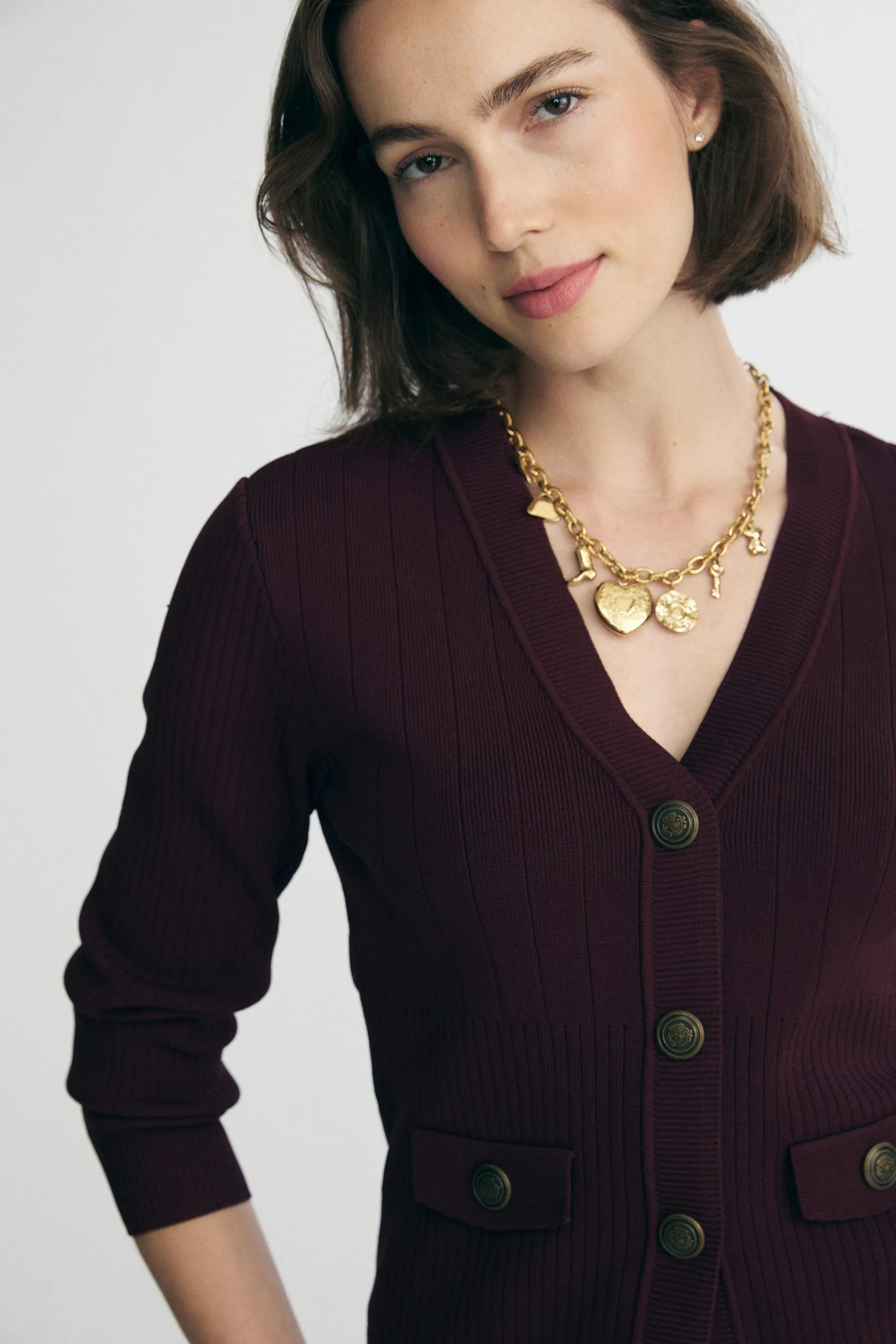 Textured V-neck cardigan sold by Tristan Style product image thumbnail 3