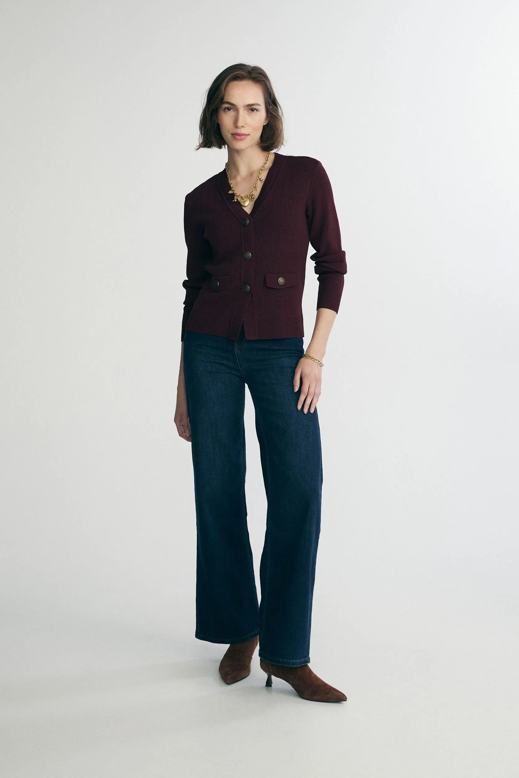 Textured V-neck cardigan sold by Tristan Style product image thumbnail 5