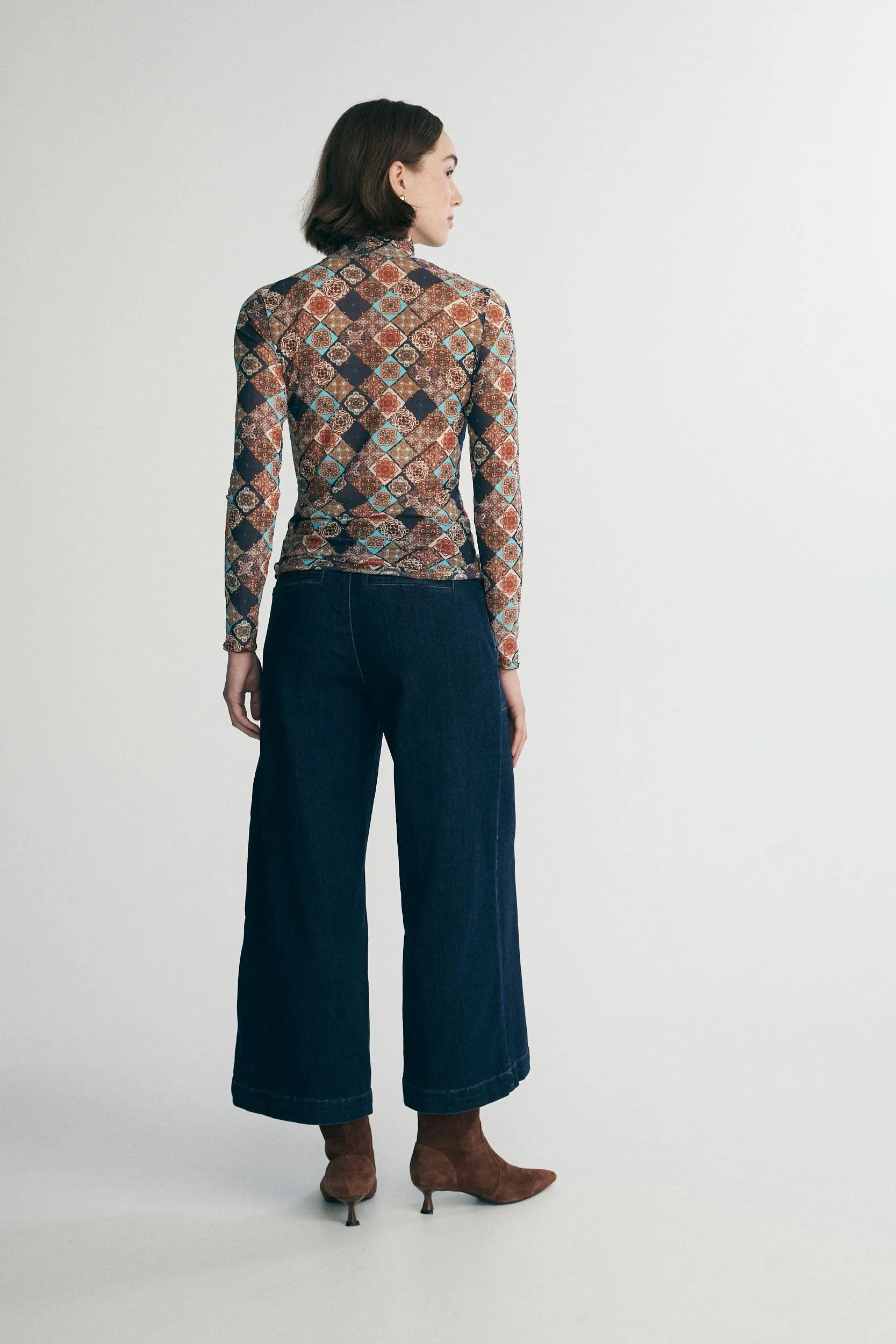 Print micro mesh turtleneck sold by Tristan Style product image thumbnail 2