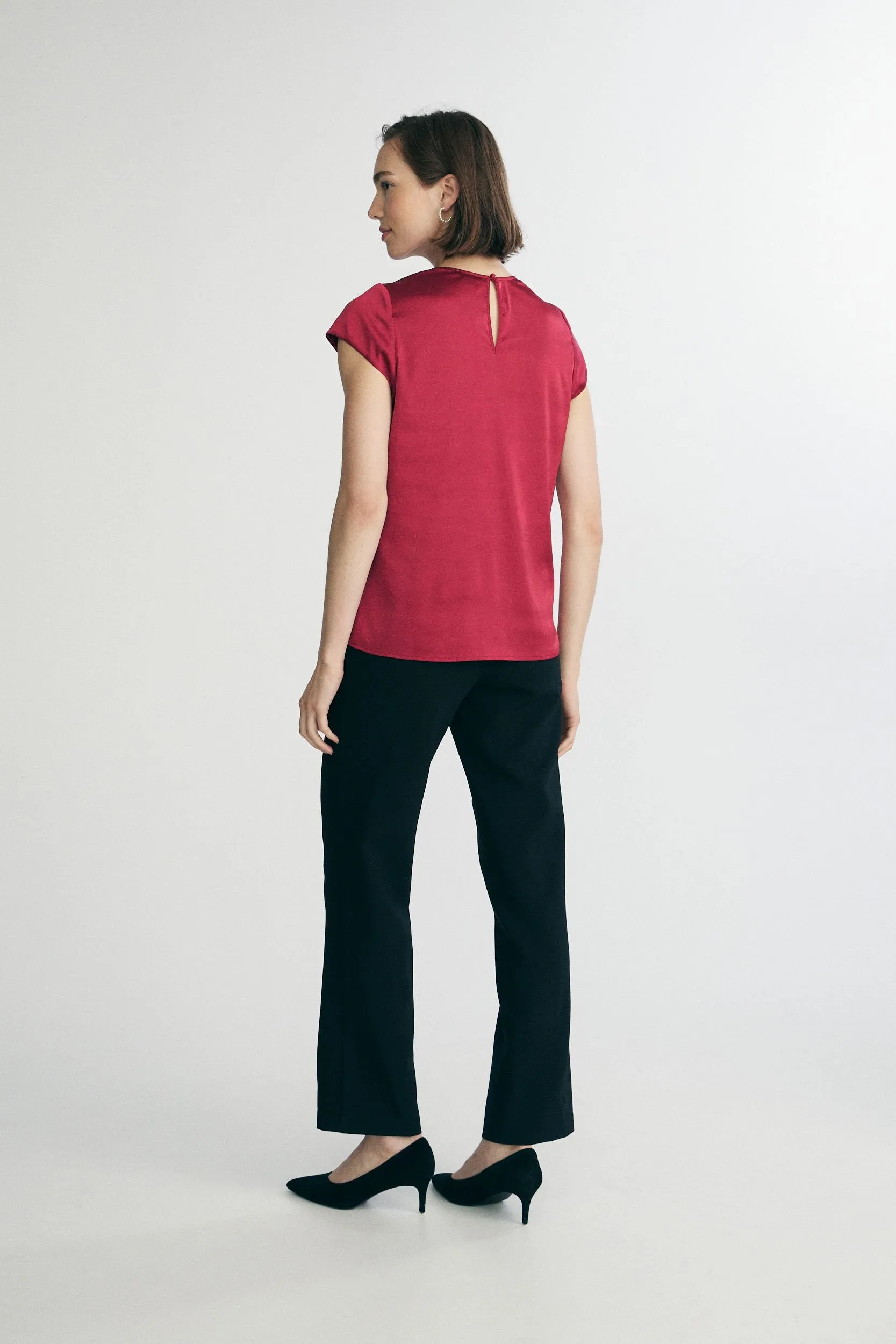 Short sleeve satin top sold by Tristan Style product image thumbnail 4