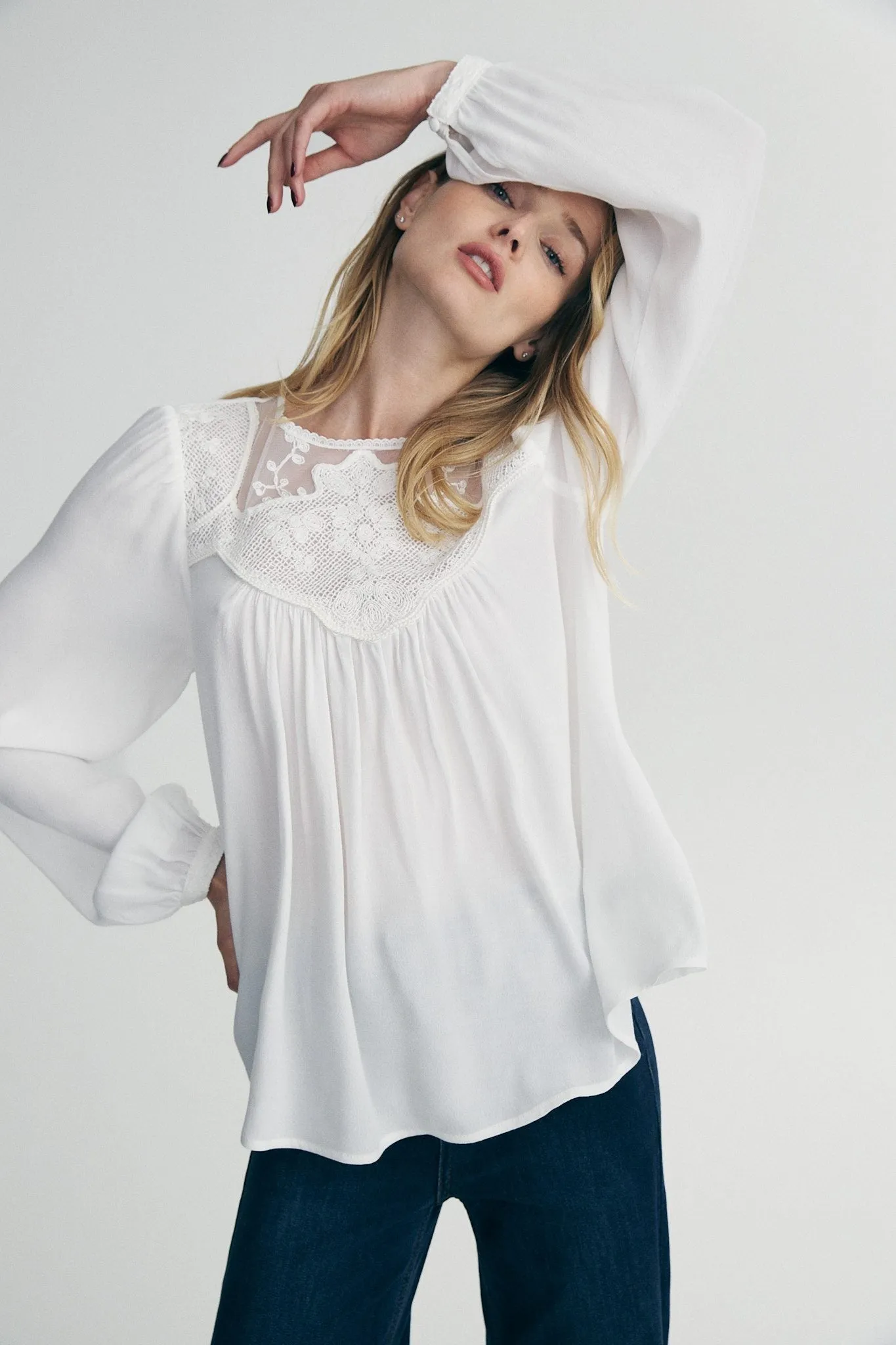 Top with lace yoke sold by Tristan Style