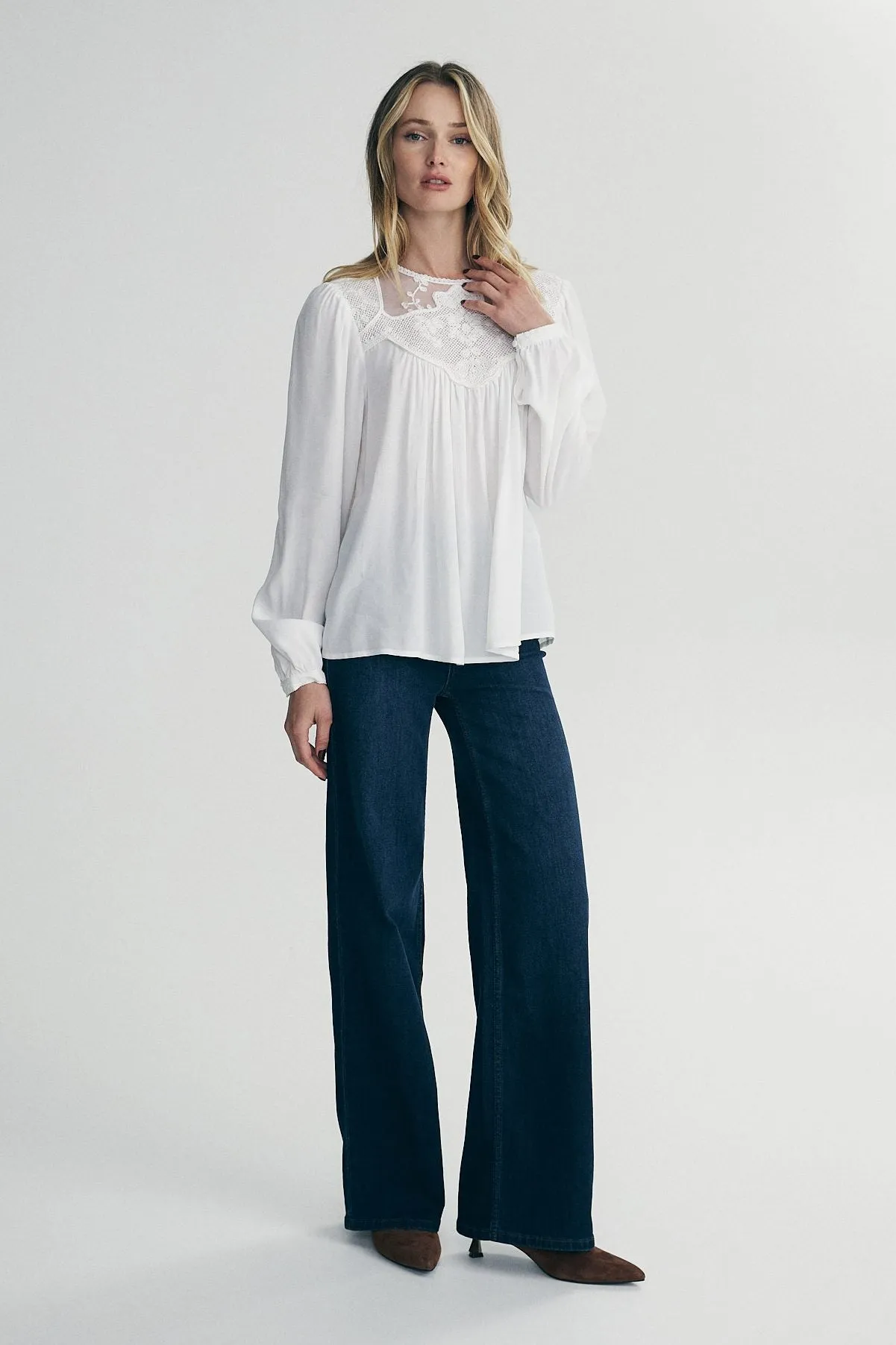 Top with lace yoke sold by Tristan Style product image thumbnail 2