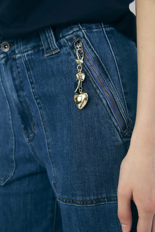 Bag charm with small blue heart sold by Tristan Style