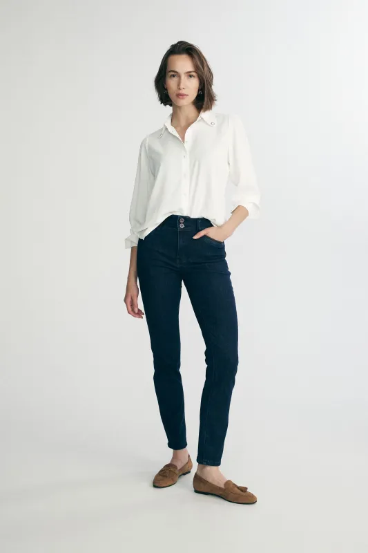 Push up high waist slim jean with ribbon sold by Tristan Style