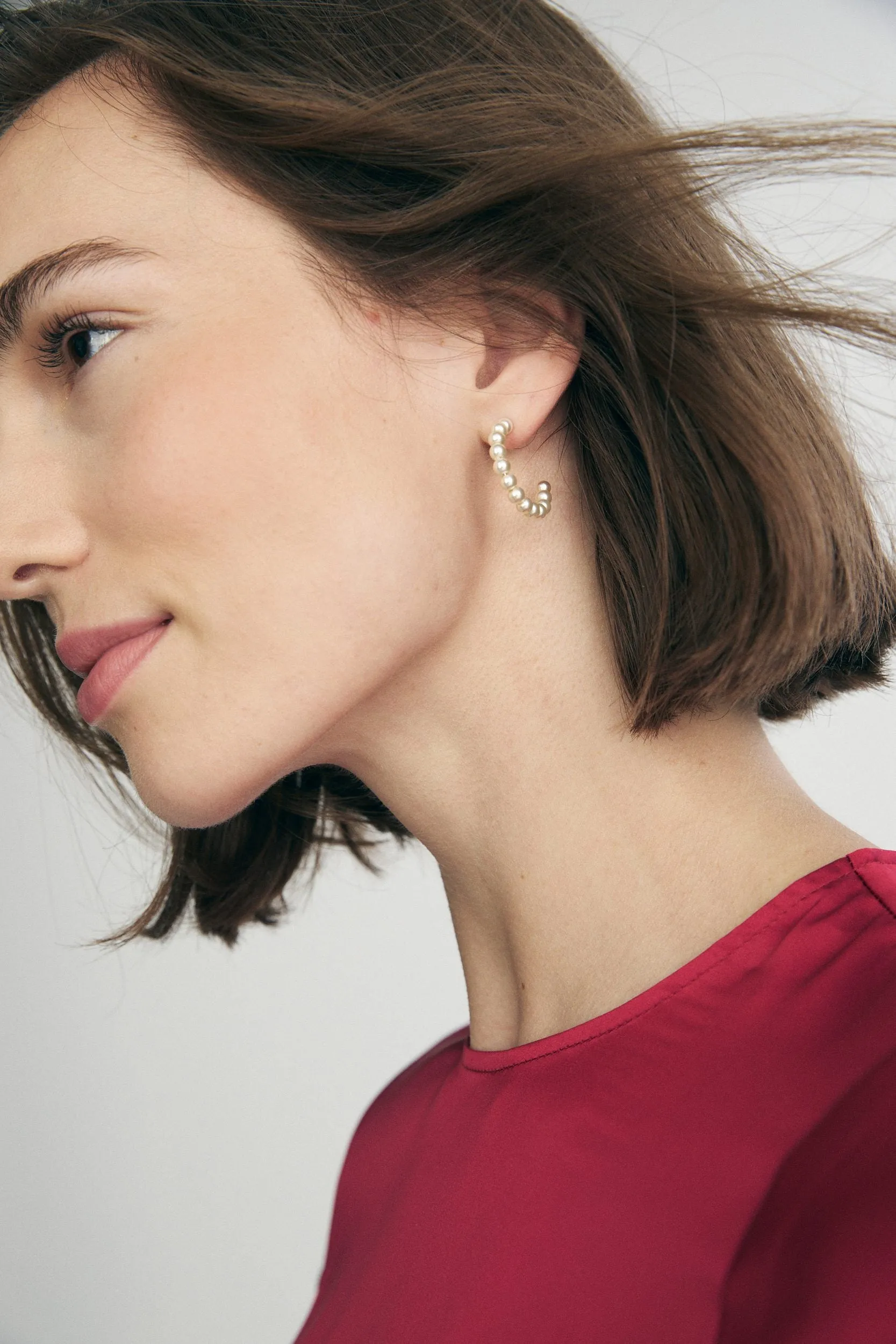 Pearl hoop earring sold by Tristan Style product image thumbnail 2