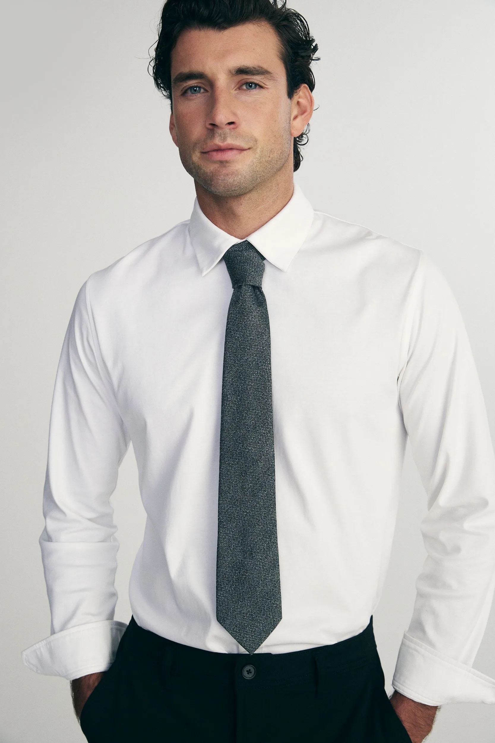 Two-tone grey tie sold by Tristan Style