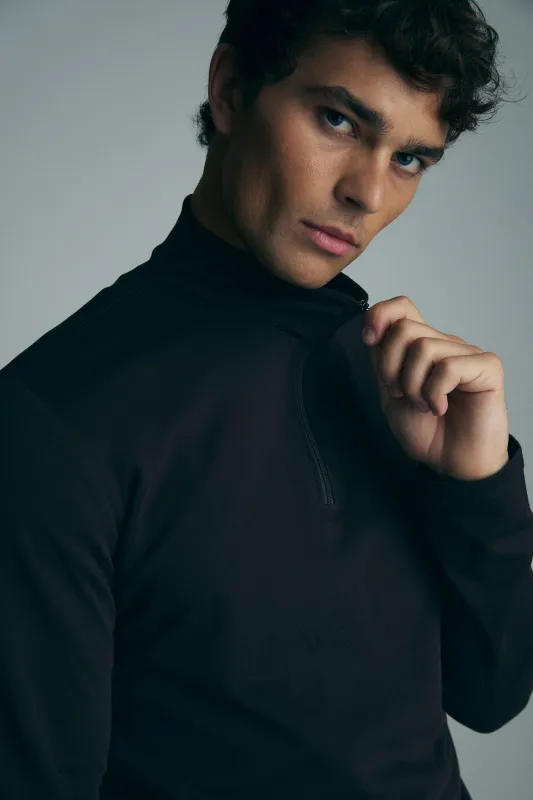 Pima cotton half zip t-shirt sold by Tristan Style