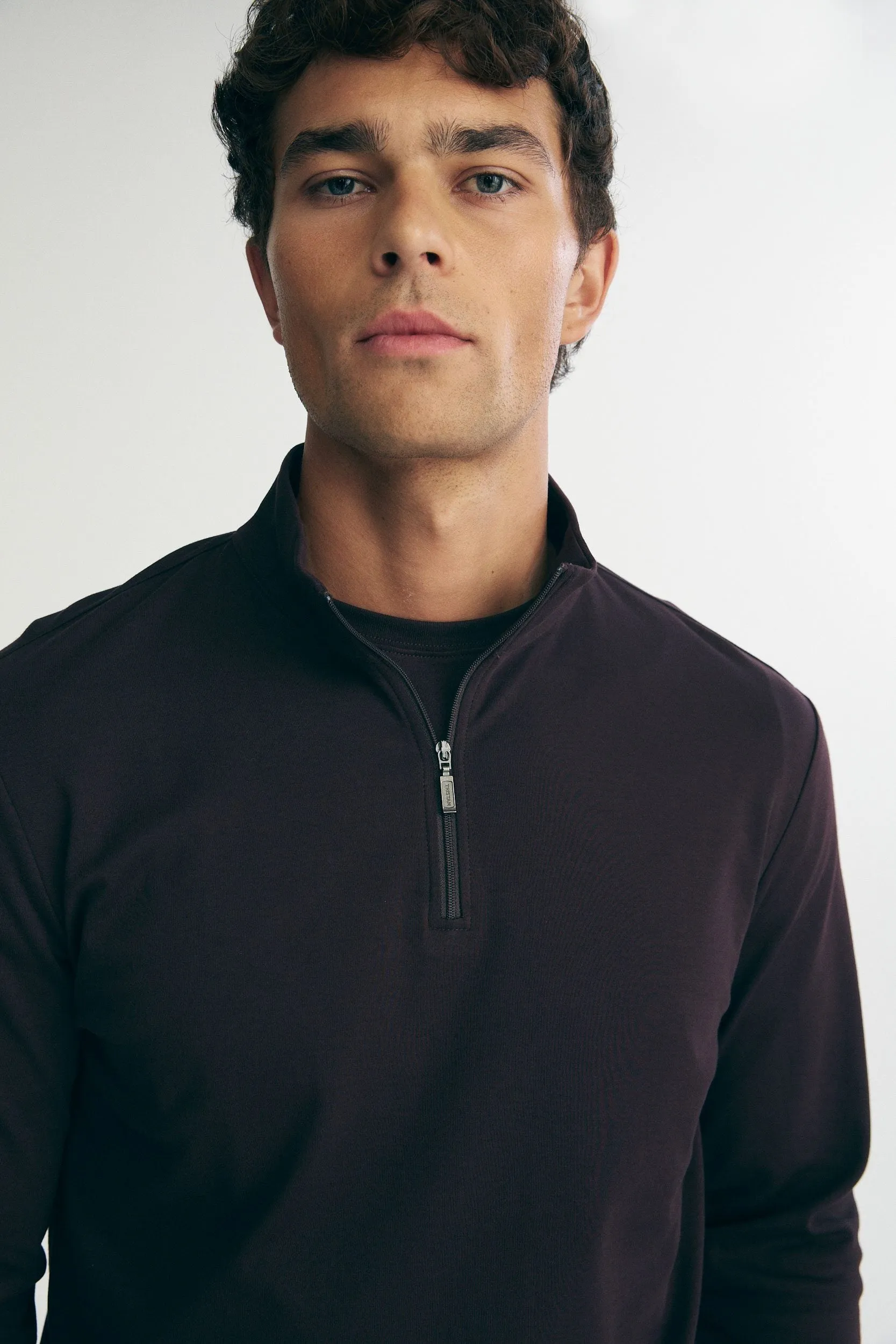 Pima cotton half zip t-shirt sold by Tristan Style product image thumbnail 4