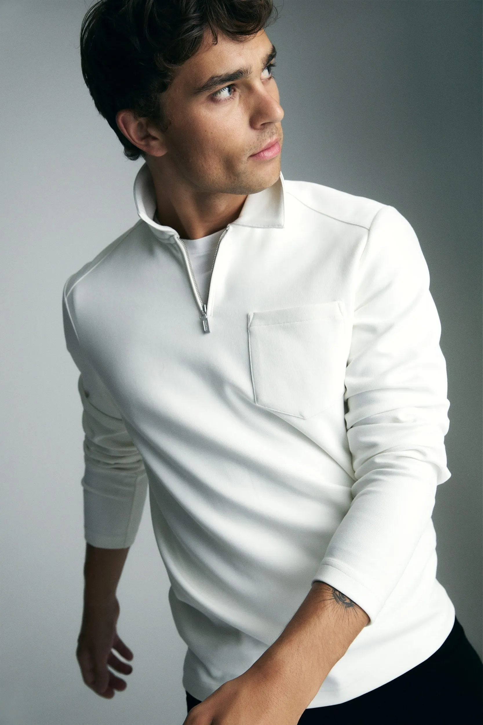 Long sleeve polo half zip with pocket sold by Tristan Style product image thumbnail 2