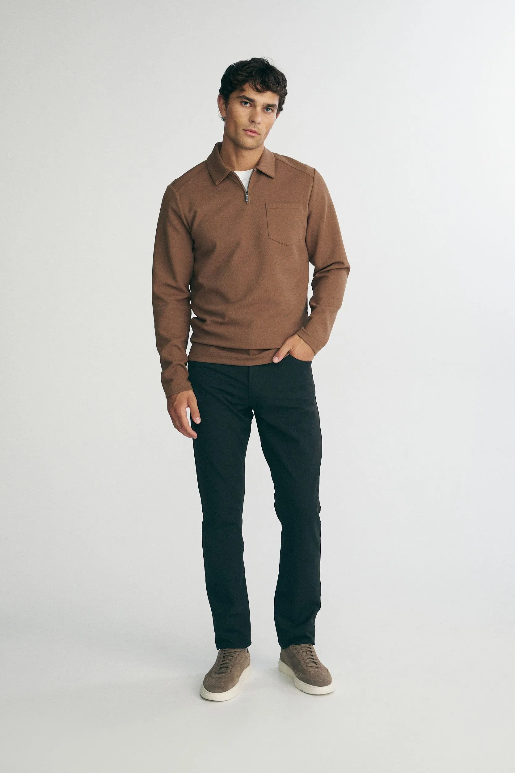 Long sleeve polo half zip with pocket sold by Tristan Style product image thumbnail 4