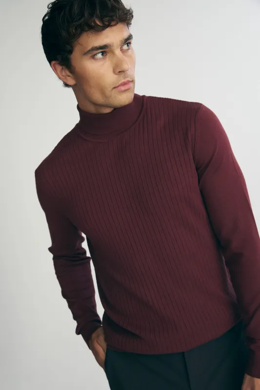 Rib details turtle neck sweater sold by Tristan Style