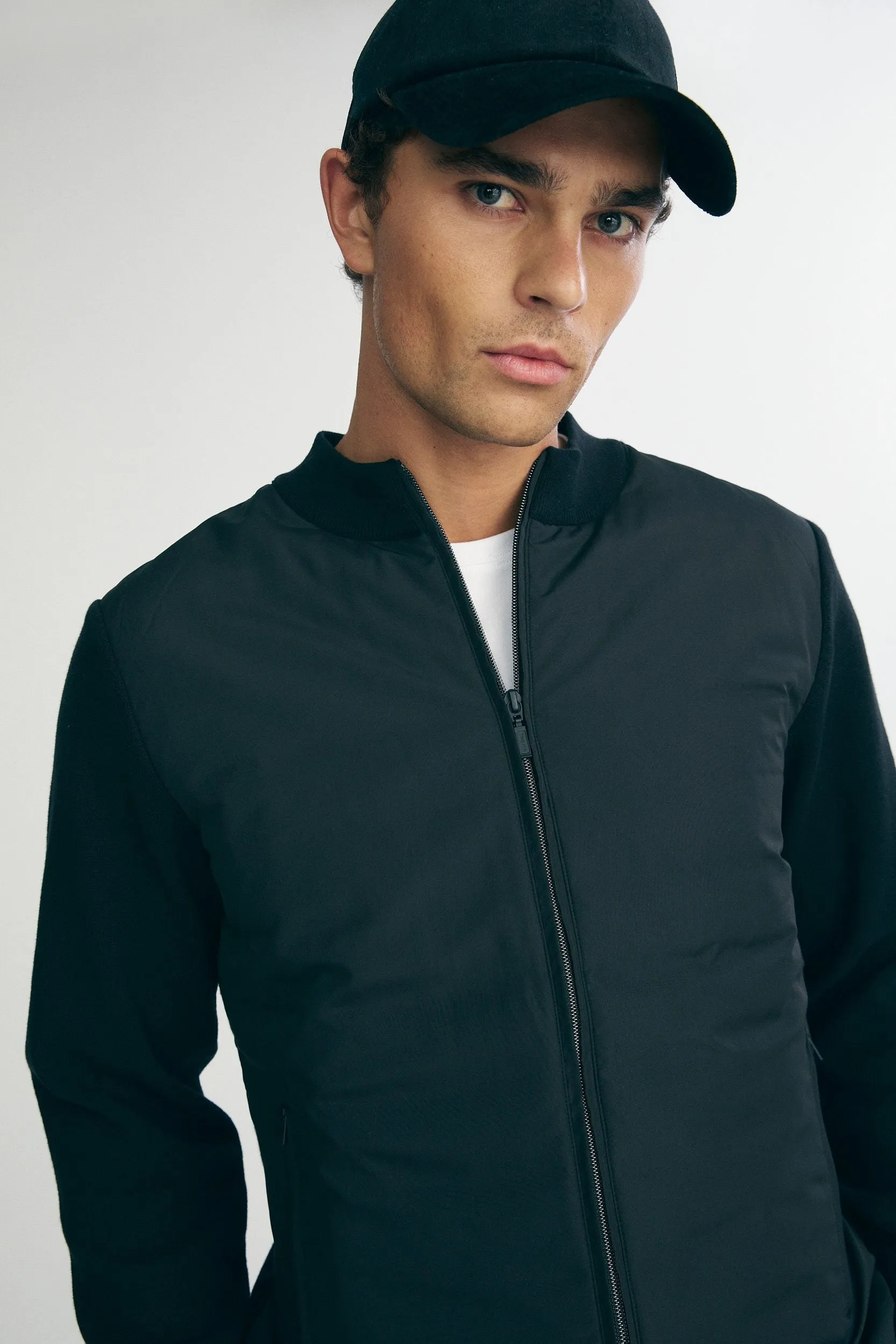 Mixed fabric cardigan sold by Tristan Style