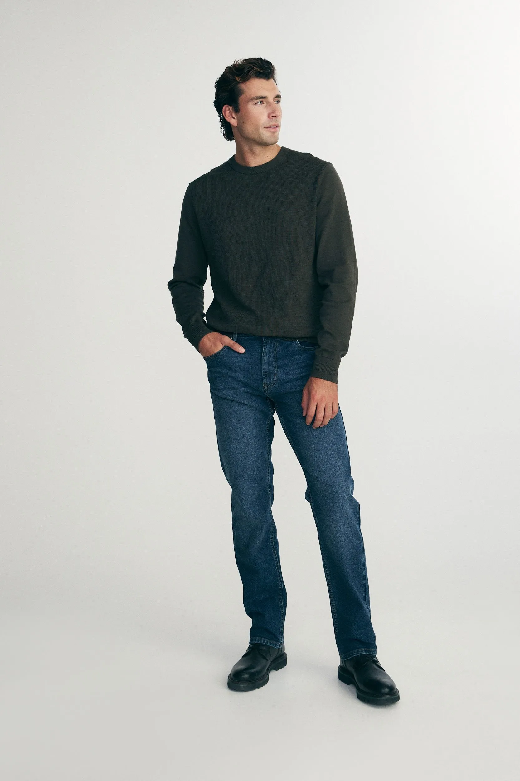 Textured front crew neck sweater sold by Tristan Style product image thumbnail 4