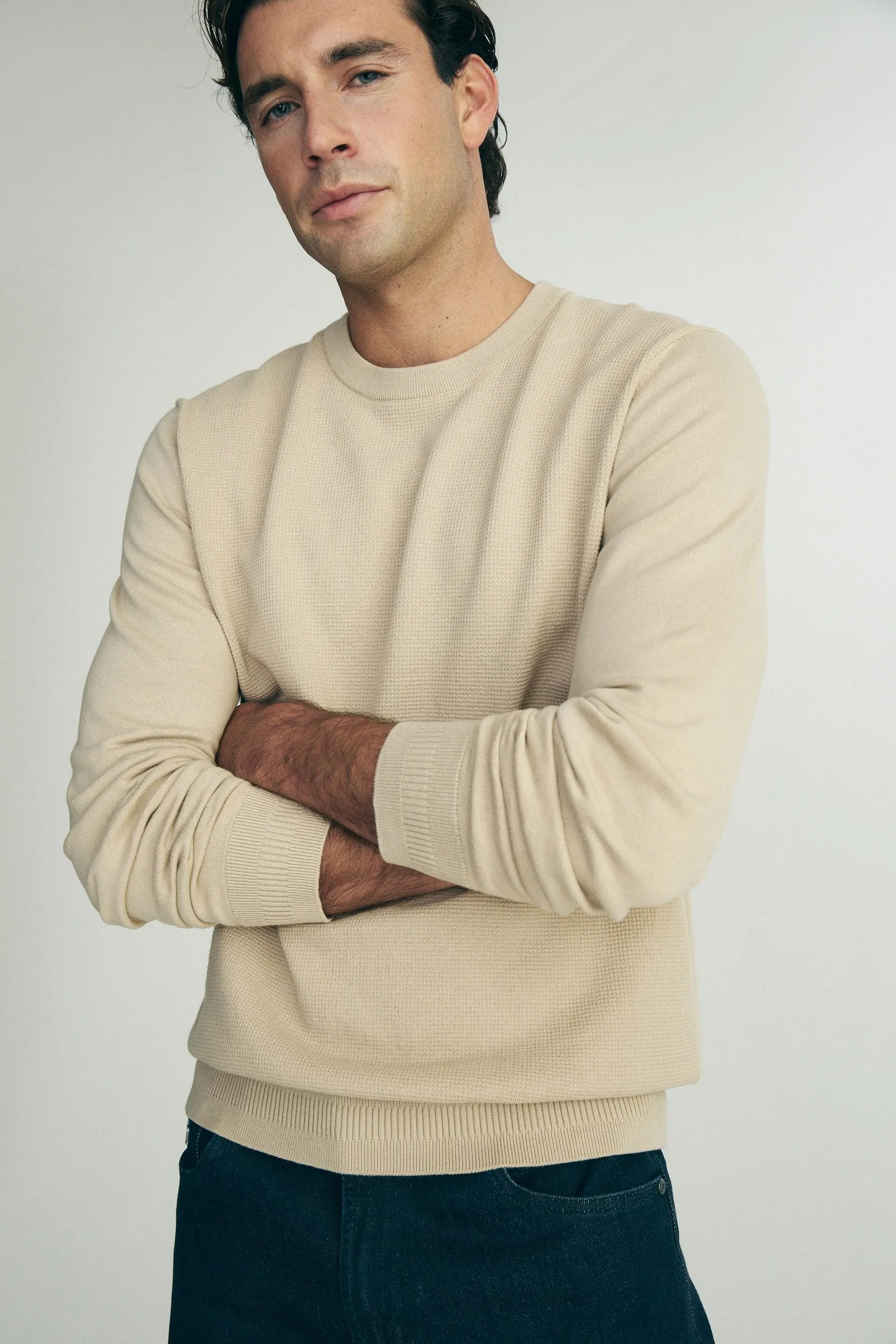 Textured front crew neck sweater sold by Tristan Style product image thumbnail 2