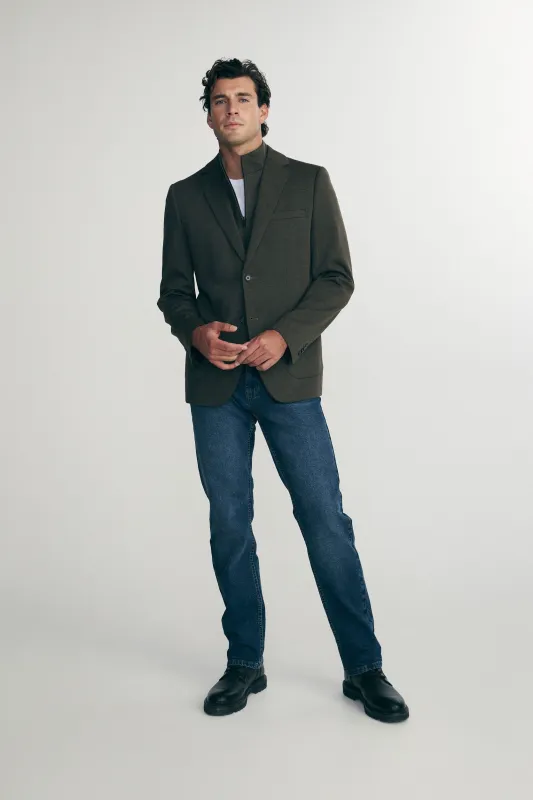 Textured fitted blazer with removable collar sold by Tristan Style