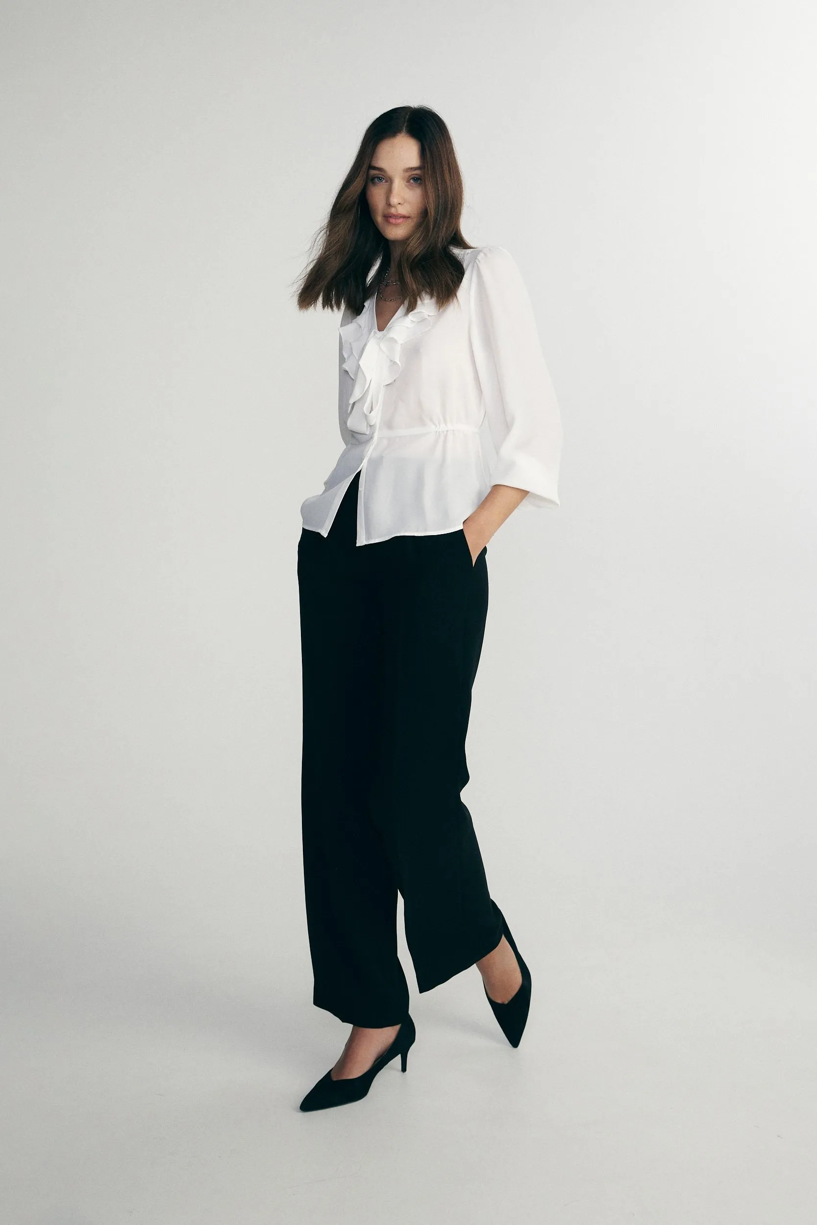 Blouse with front frill & tie sold by Tristan Style product image thumbnail 5